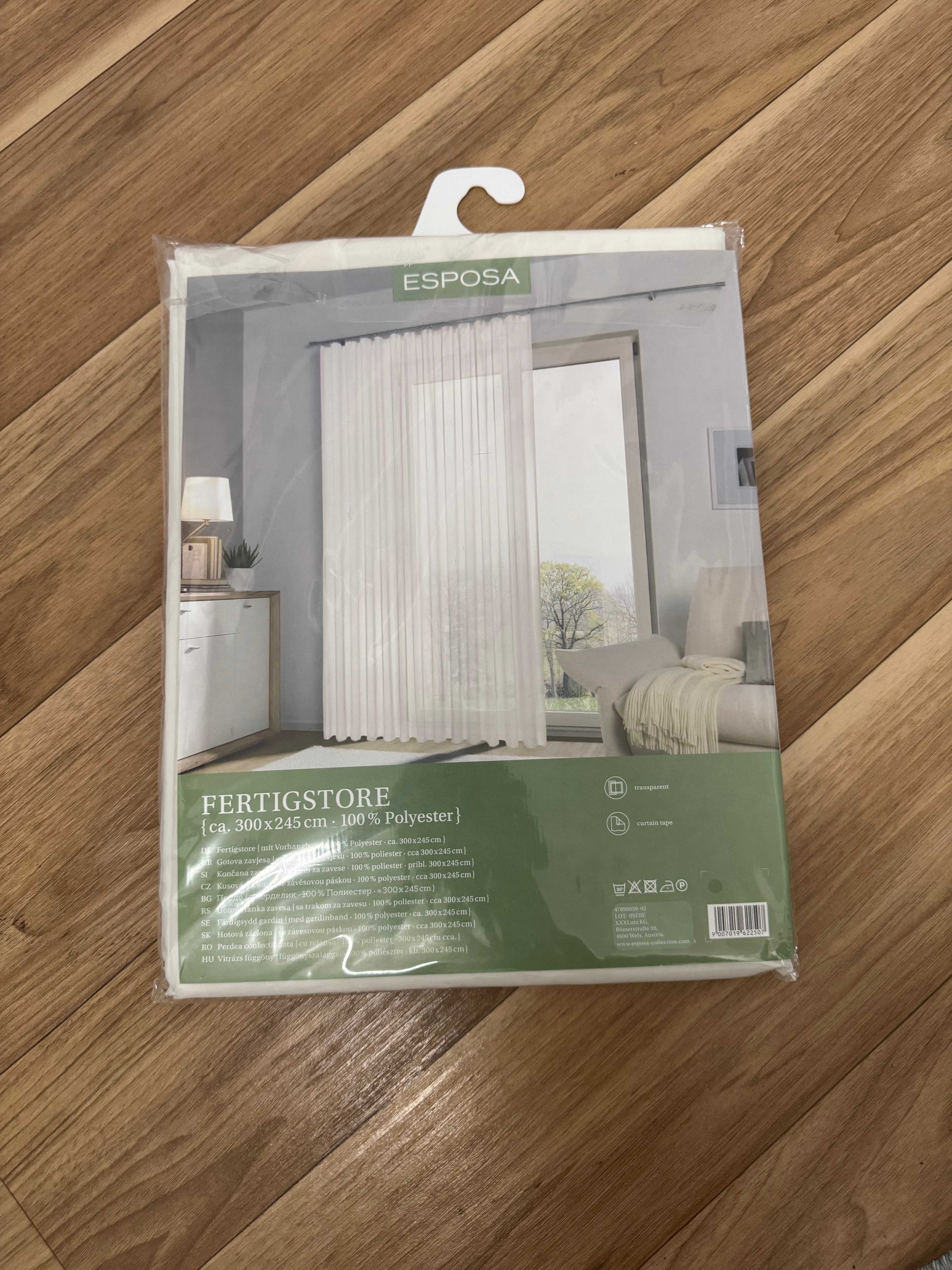 ESPOSA Fertigstore Curtain Panel, Voile, White, 300 x 245 cm, New