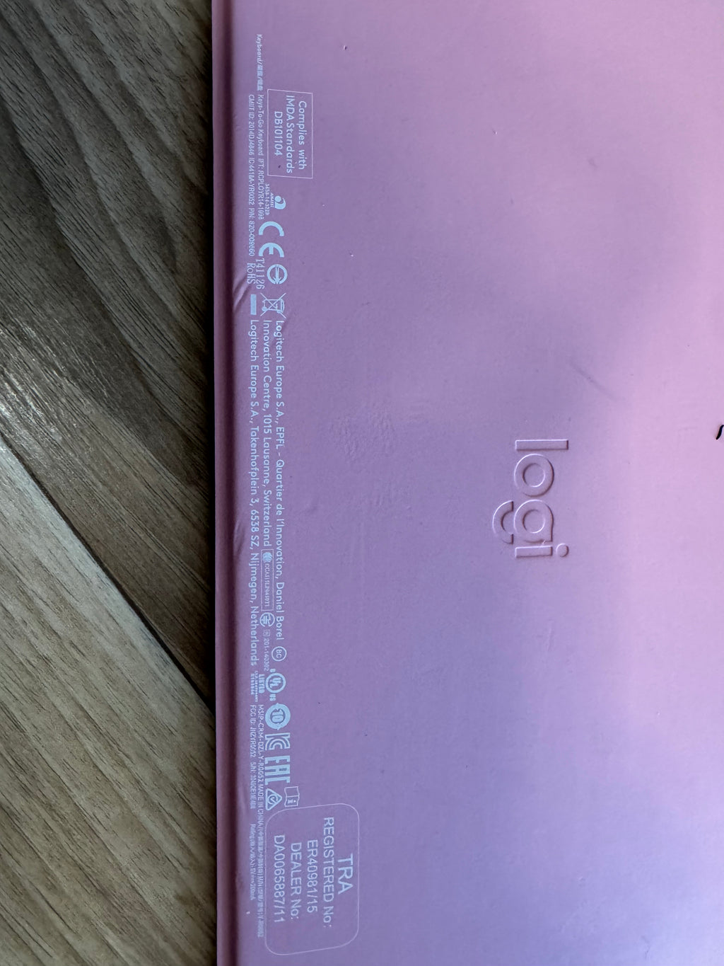 Logitech Slim Folio Bluetooth Keyboard, Compact, Dark Rose, Like New