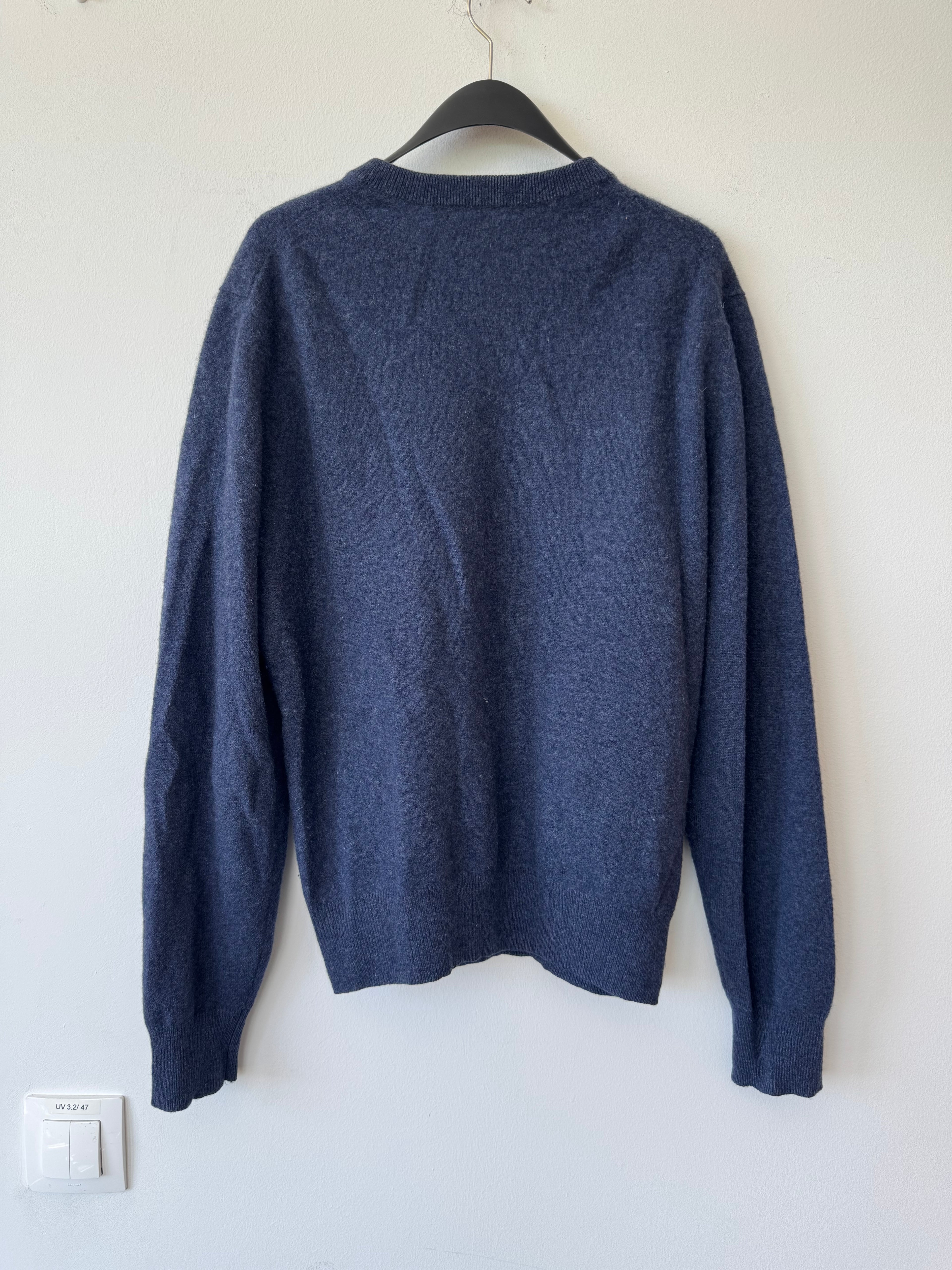 Daniel Bishop Herren Pullover M Navy 100% Kaschmir V-Ausschnitt 2-lagig