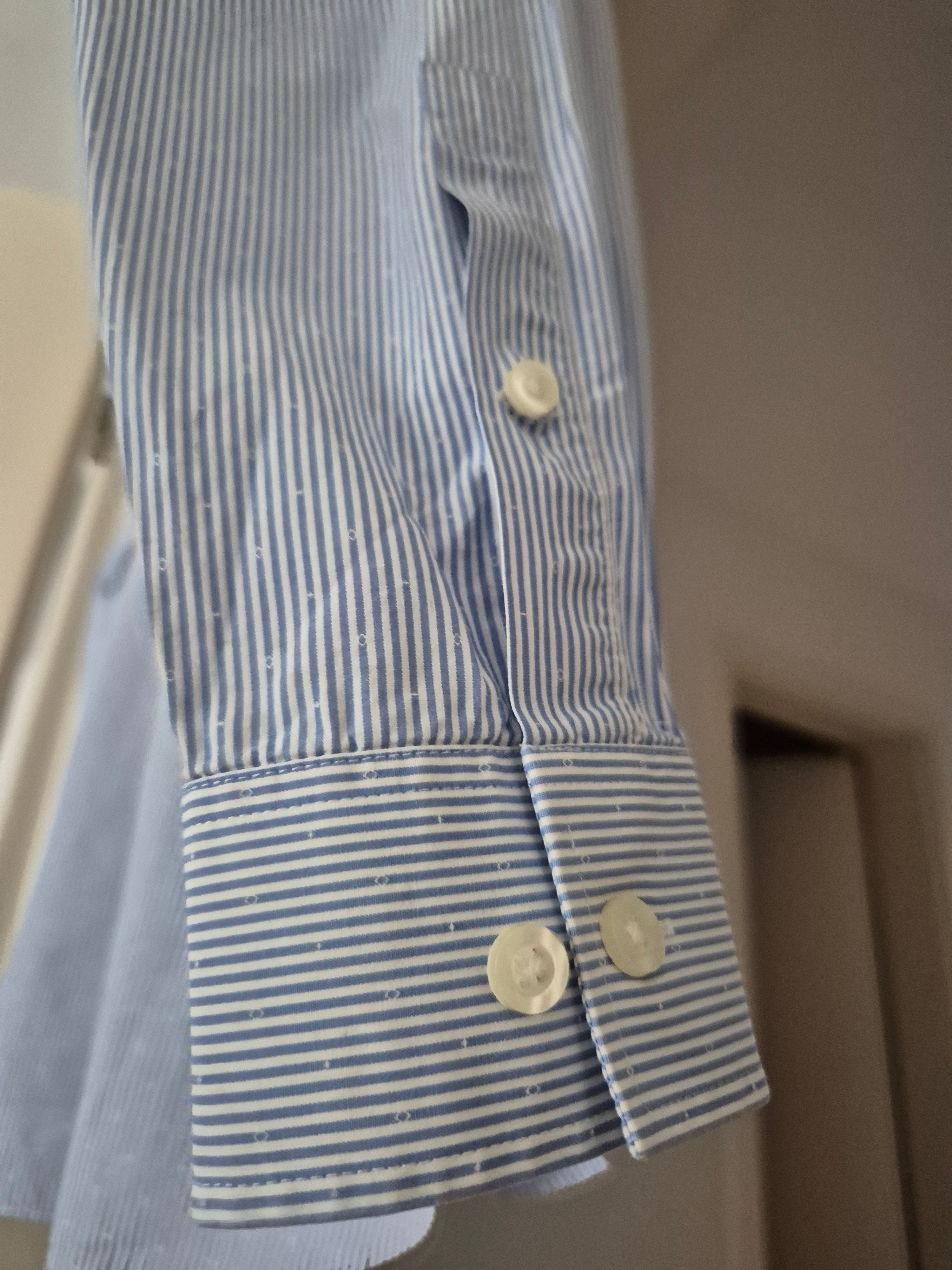Michael Kors Herren Slim Fit Hemd L/16-16½ | Hellblau Gestreift | Guter Zustand