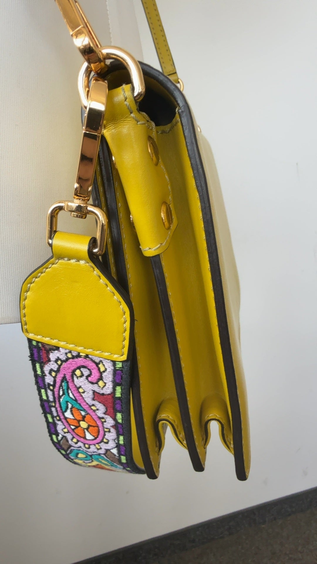 Etro Rainbow Flap Schultertasche Medium Gelb Kalbsleder Wie Neu Full Set