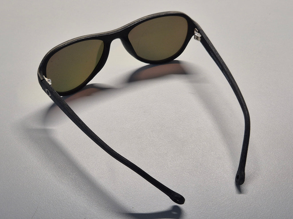 Monkeyglasses Camel 45-3 Sonnenbrille, Holzoptik, Amber Mirror, Gr. 54-18, Gut