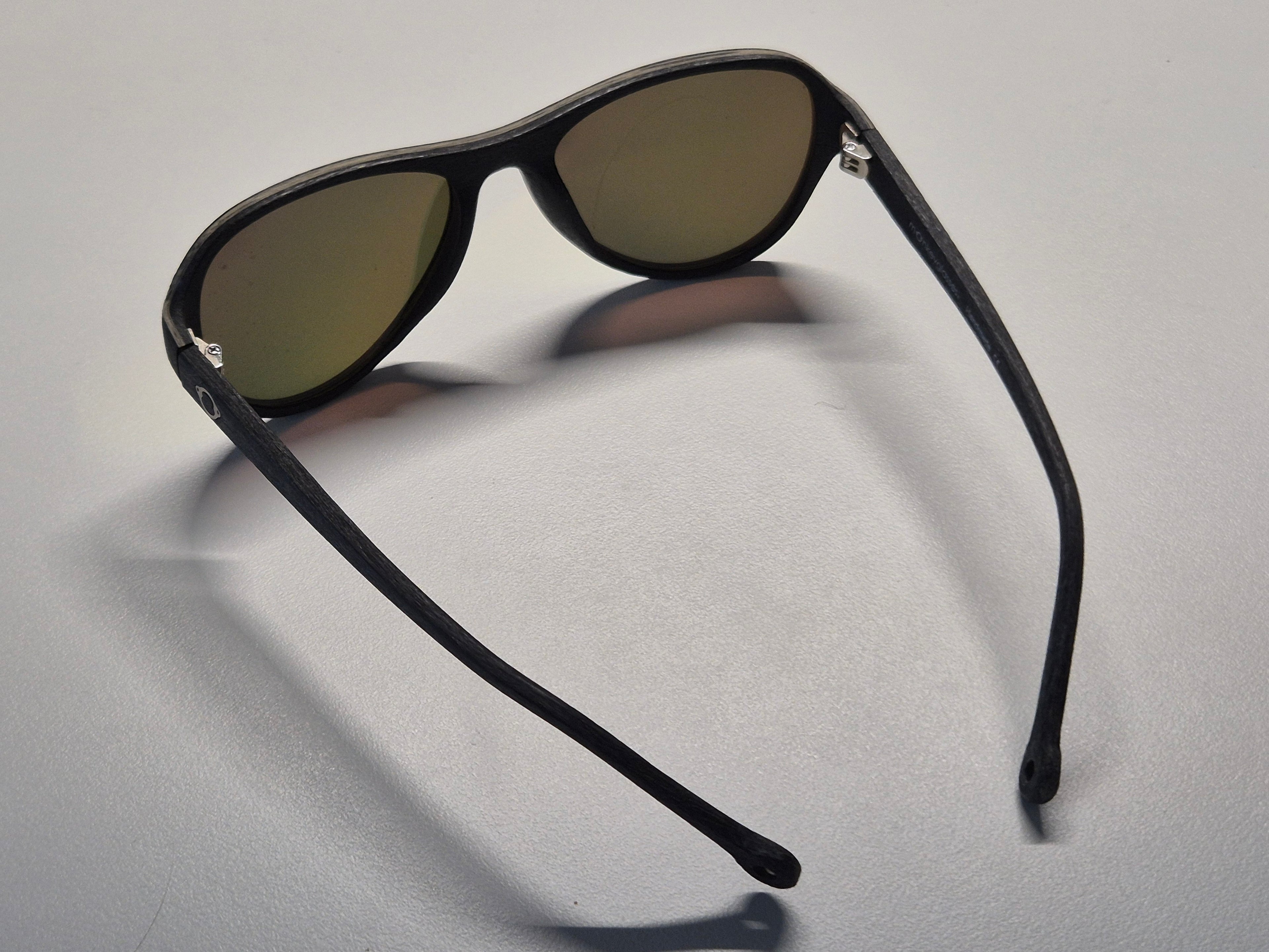 Monkeyglasses Camel 45-3 Sonnenbrille, Holzoptik, Amber Mirror, Gr. 54-18, Gut