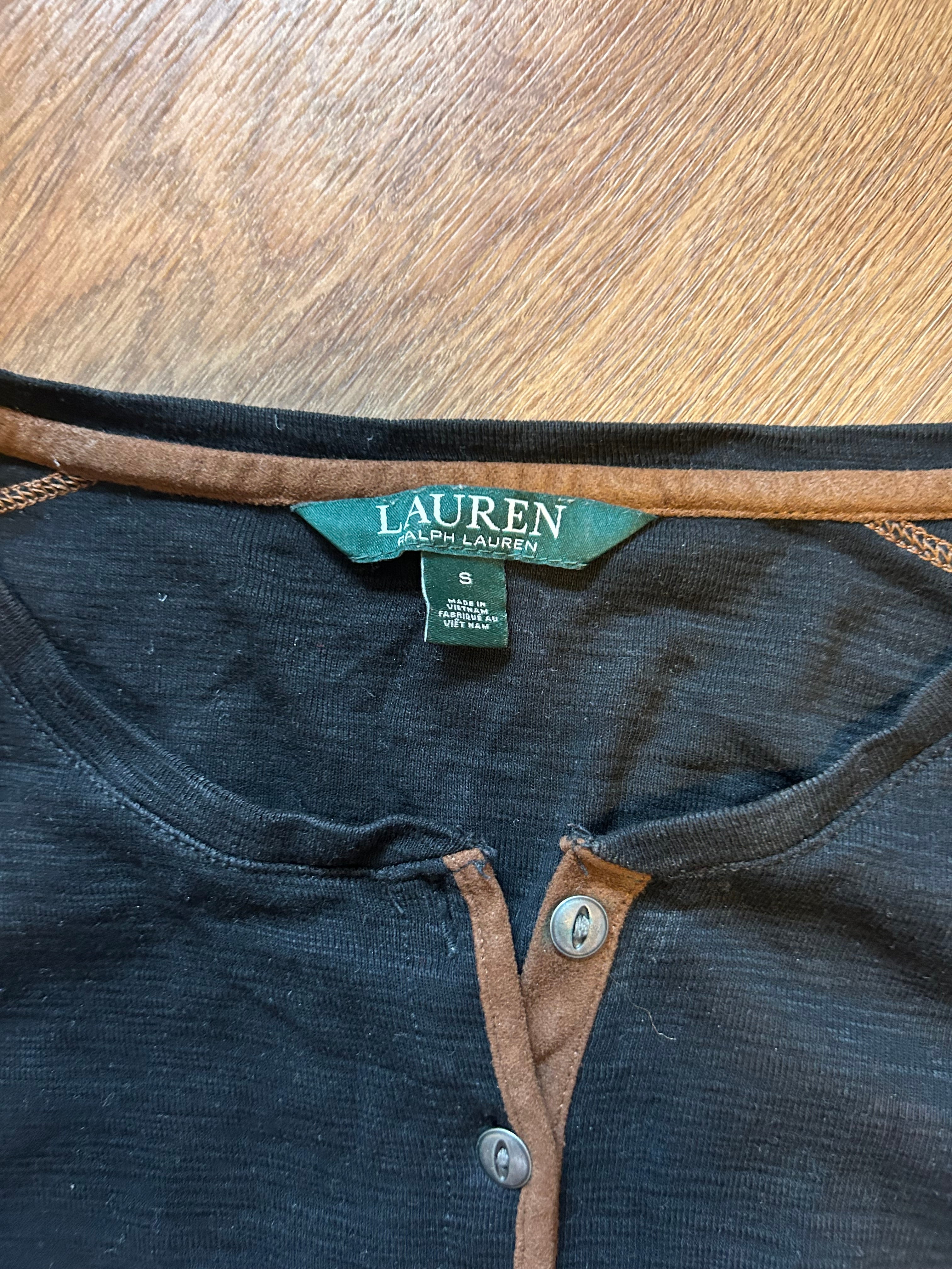 Lauren Ralph Lauren Henley Top S | Schwarz/Braun | Sehr gut