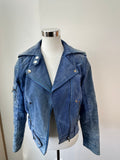 Goosecraft Biker 406 Damen Jacke – Wildleder, Blau, Größe L, Gebraucht