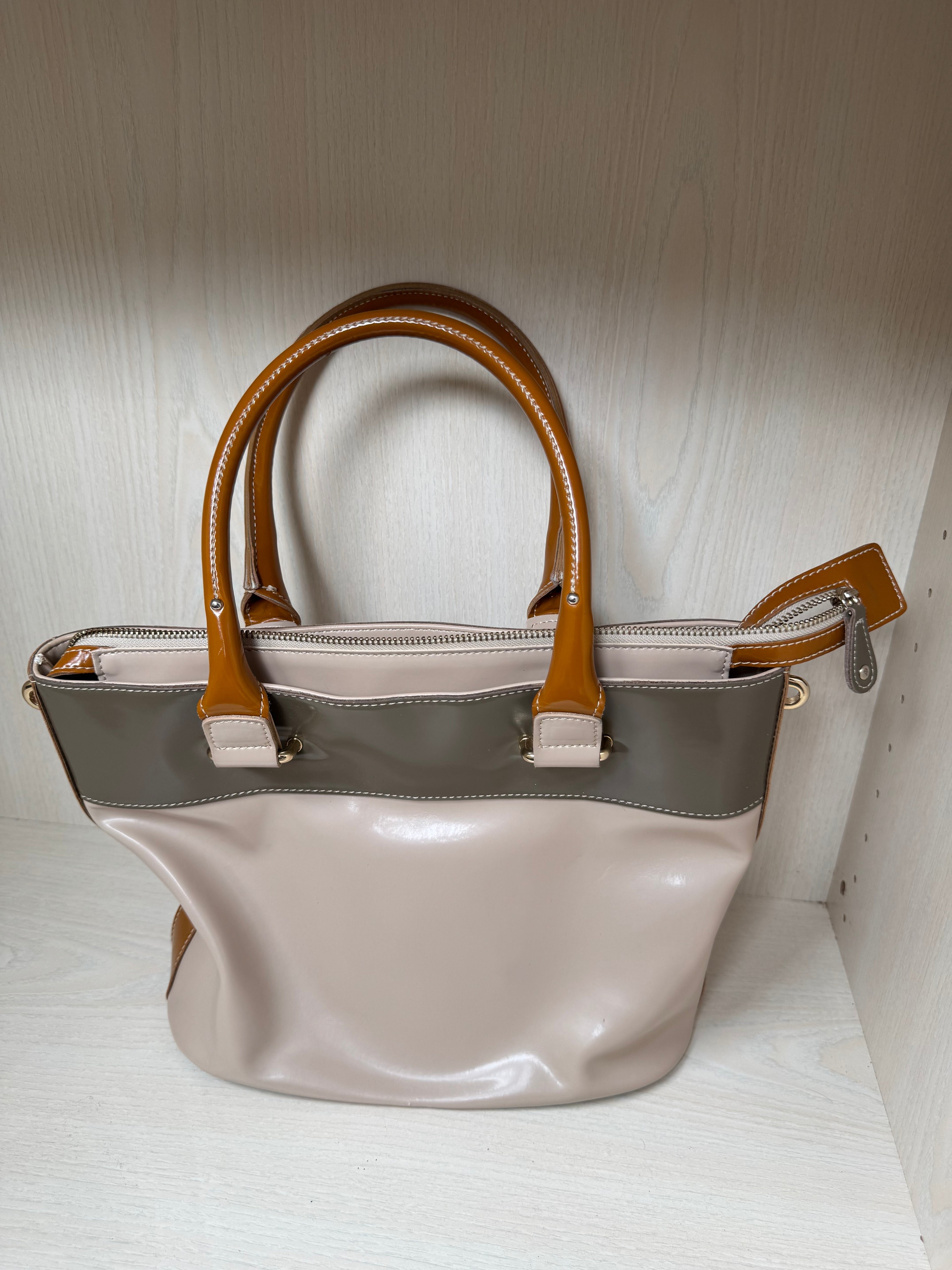 Charlotte Pelli Two-Tone Patent Leather Tote, Medium, Italy, Very Good