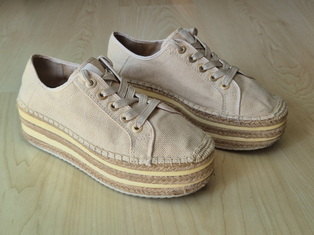 Stradivarius platform espadrille sneakers, EU 40, beige, normal use