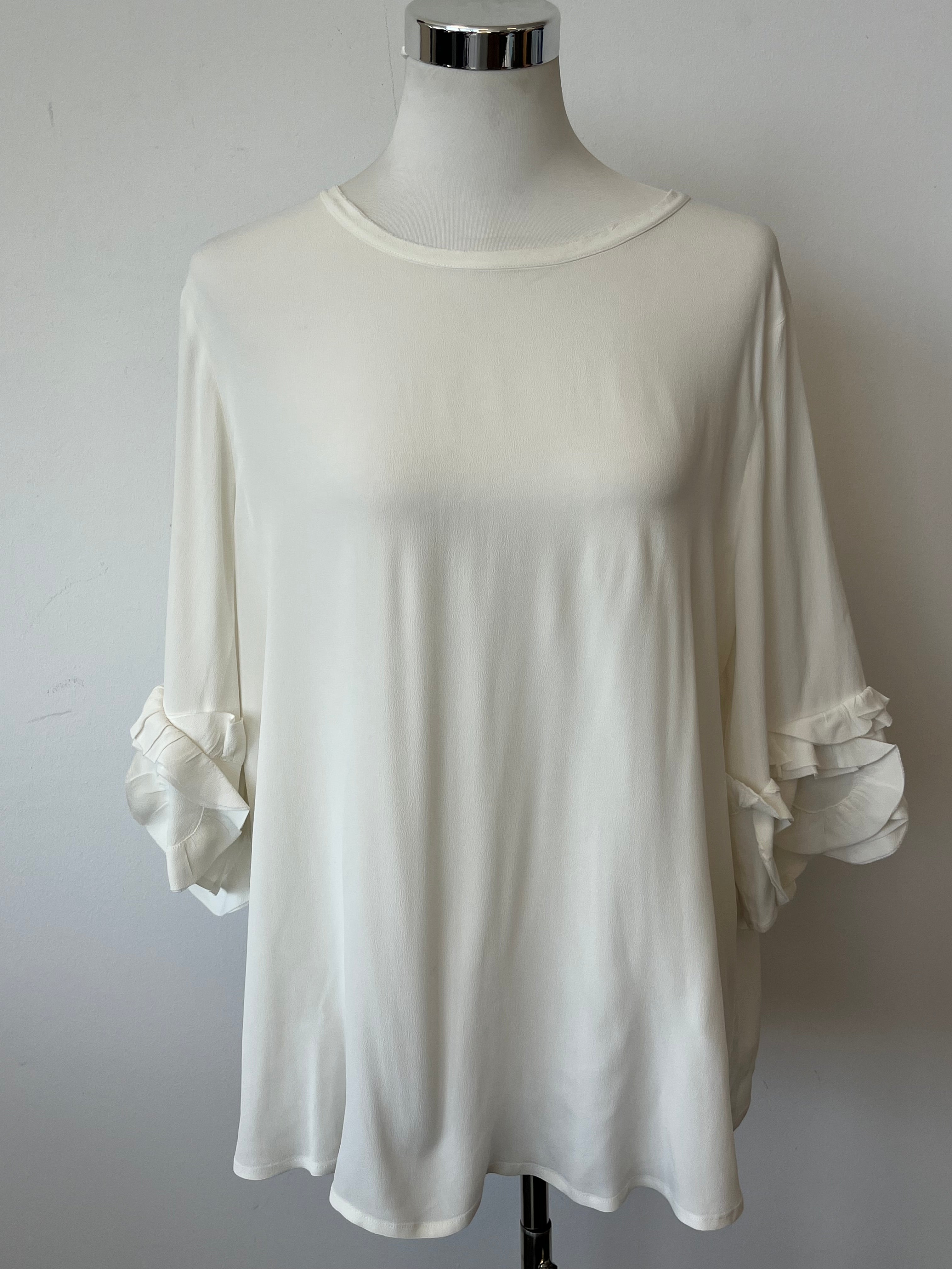 0039 ITALY Oversize Tunika/Bluse – Weiß, XL (EU 46, UK 18), Sehr gut