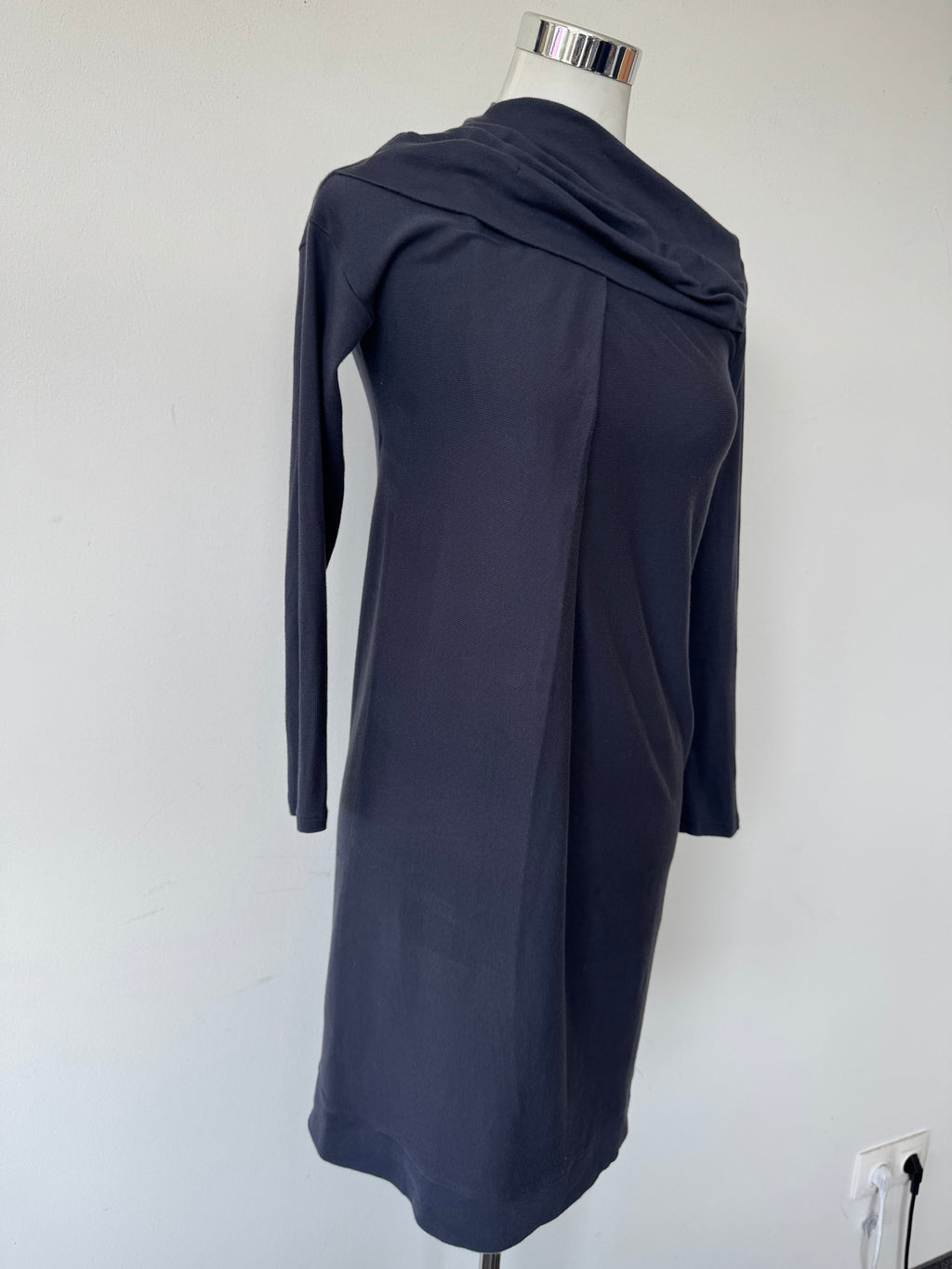 Brunello Cucinelli Cowl Neck Wollmix Kleid Navy M Sehr Gut
