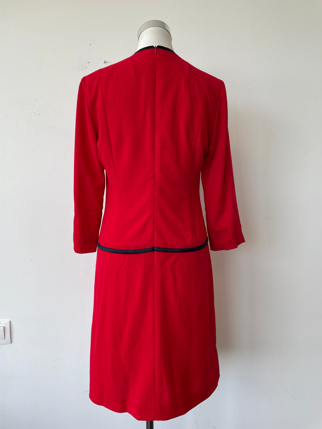 Louis Féraud Wollkostüm, Rot/Schwarz, Gr. 38, Made in Germany, guter Zustand