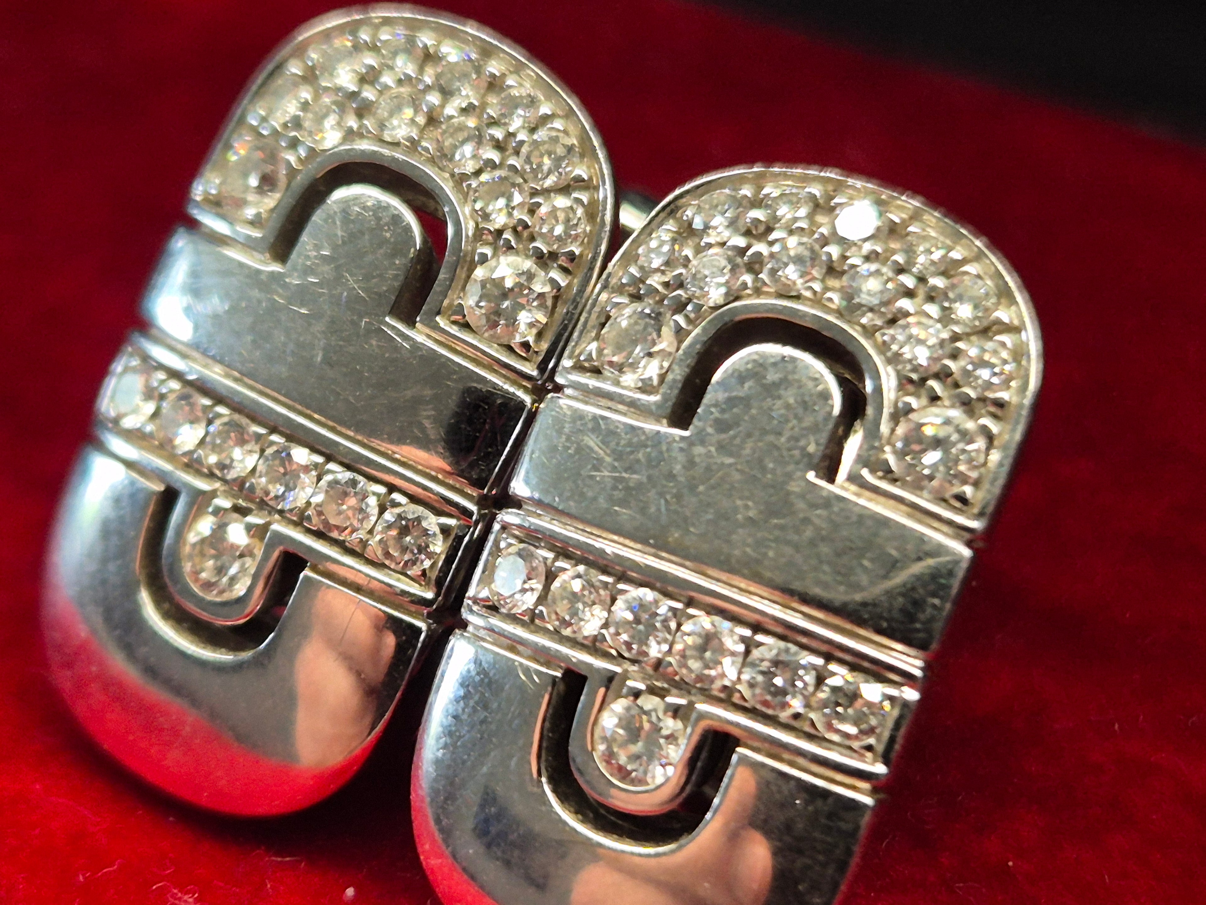 Bvlgari Parentesi 18K Weißgold Diamant Clip-Ohrringe Medium, guter Zustand