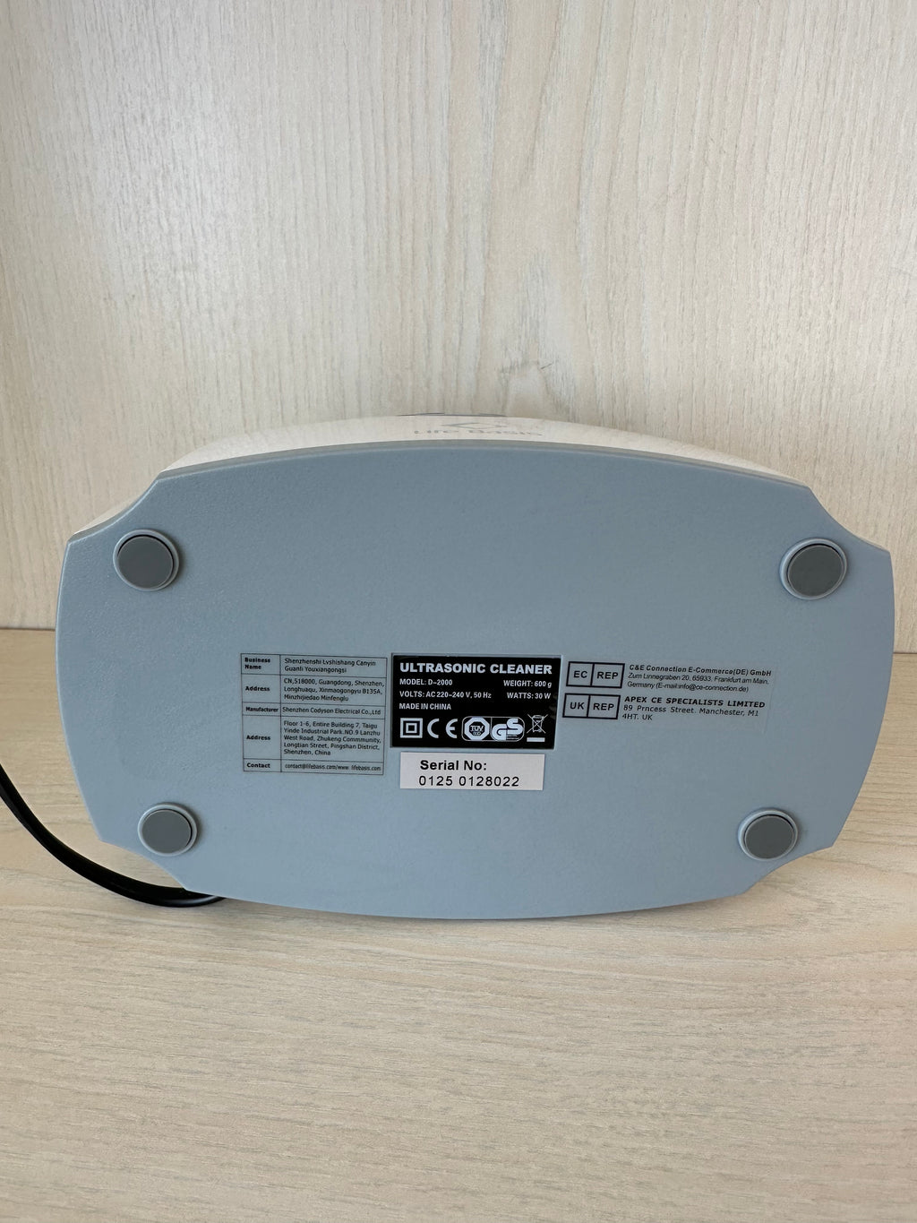 LifeBasis D-2000 Ultraschallreiniger 420ml 30W Weiß/Grau Sehr Gut