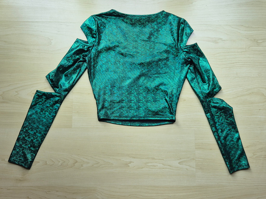 Annorlunda Glitzer Cut-Out Party Top | EU 34 | Smaragdgrün | Sehr gut