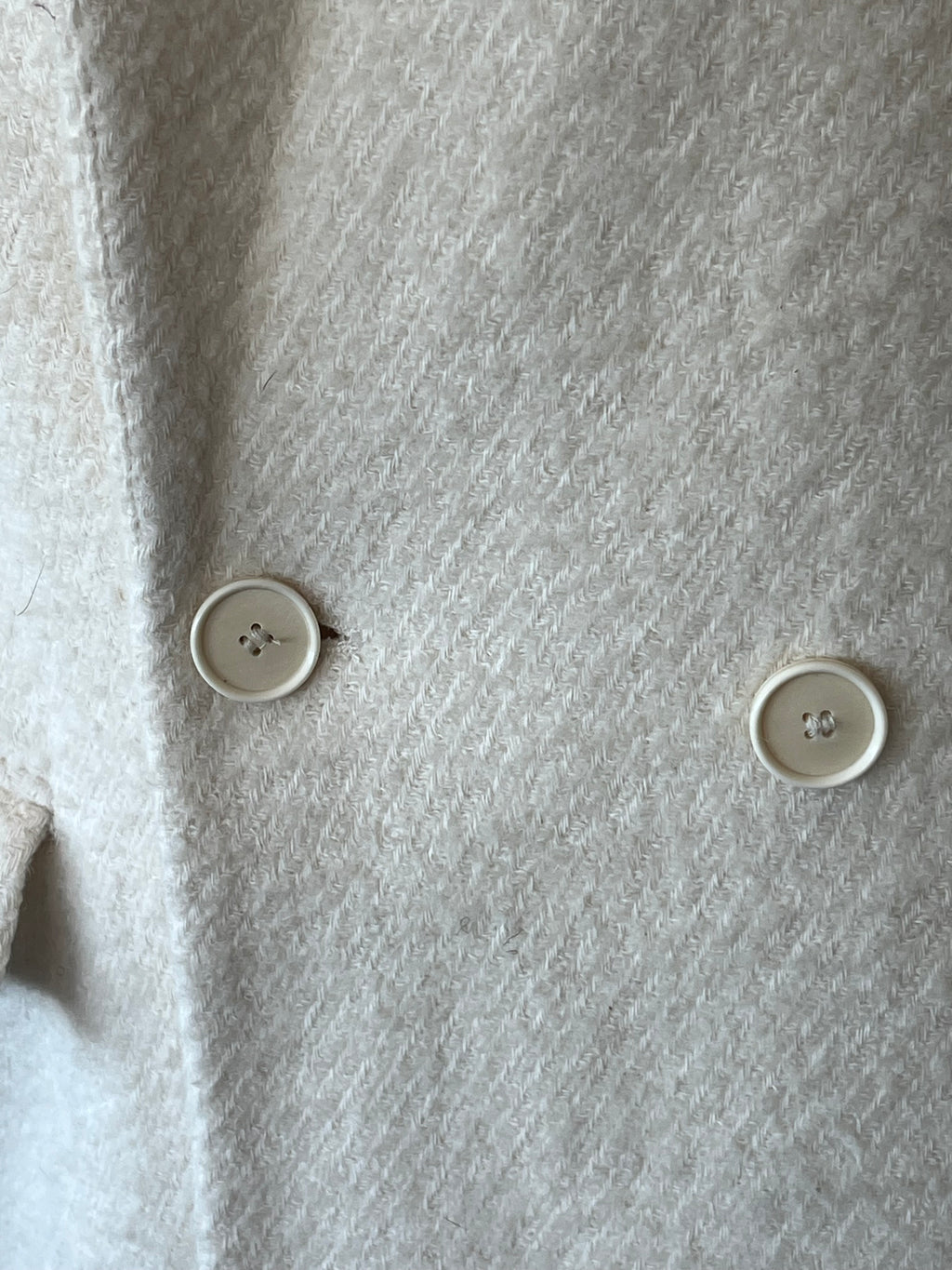 Zara Wool Blend Double-Breasted Coat, Ecru White, Size M, Poor Condition