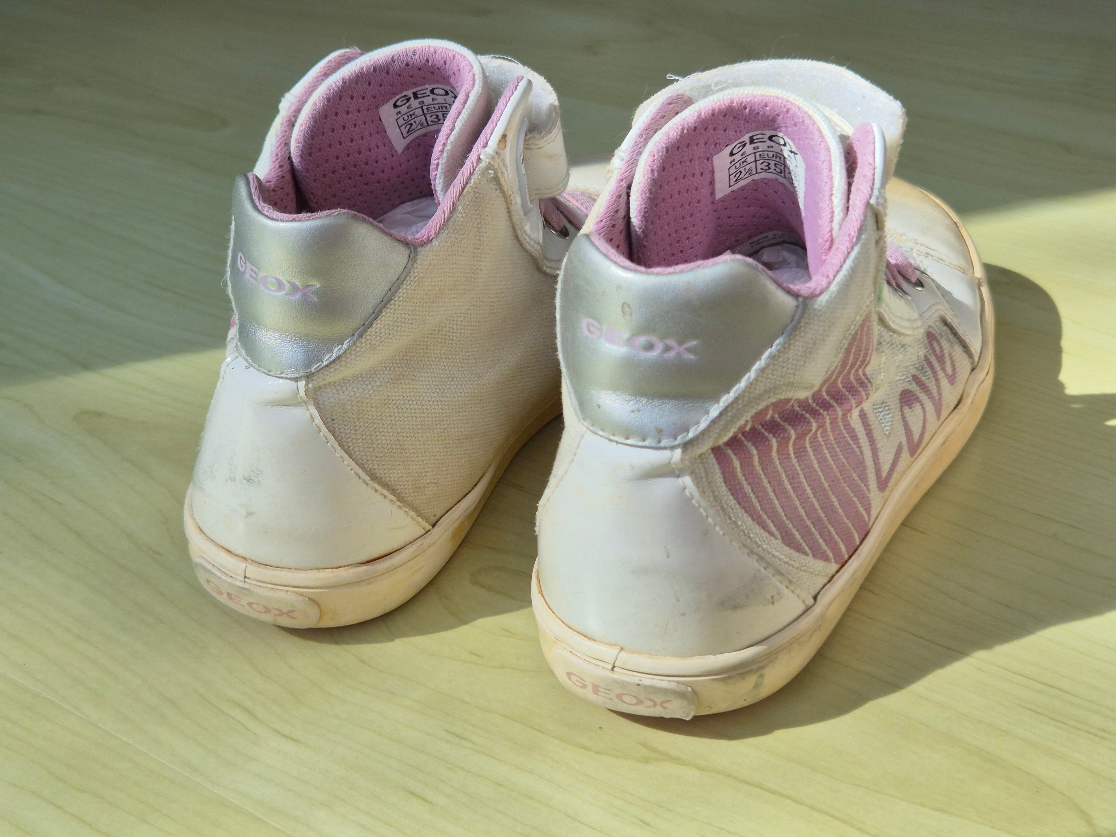 Geox J Kalispera Love Mädchen High-Top Sneaker 35 EU Weiß/Pink – Zustand: Mangelhaft