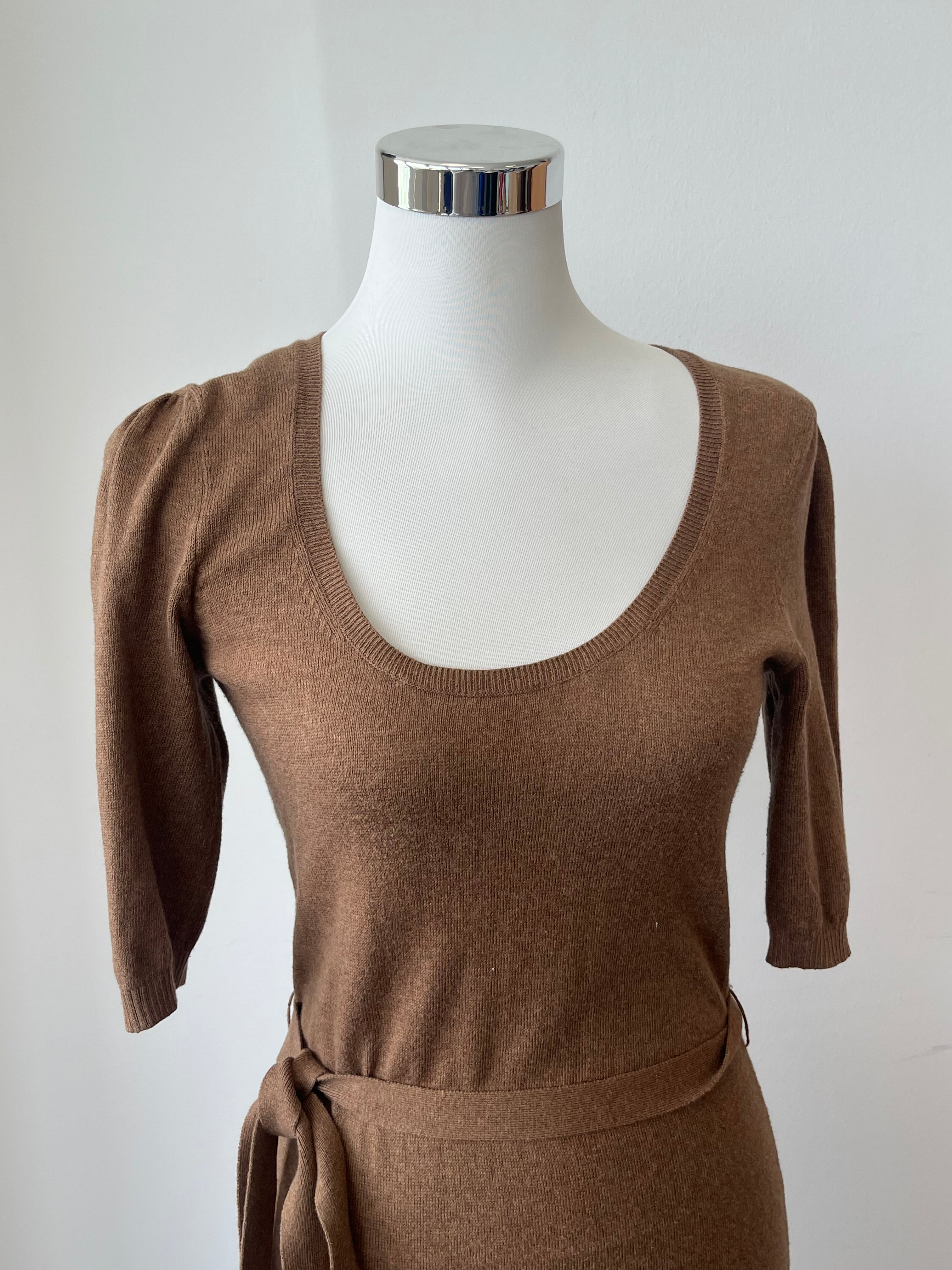 Tommy Hilfiger Strickkleid, Baumwolle-Kaschmir, Gr. M, Braun, Sehr gut