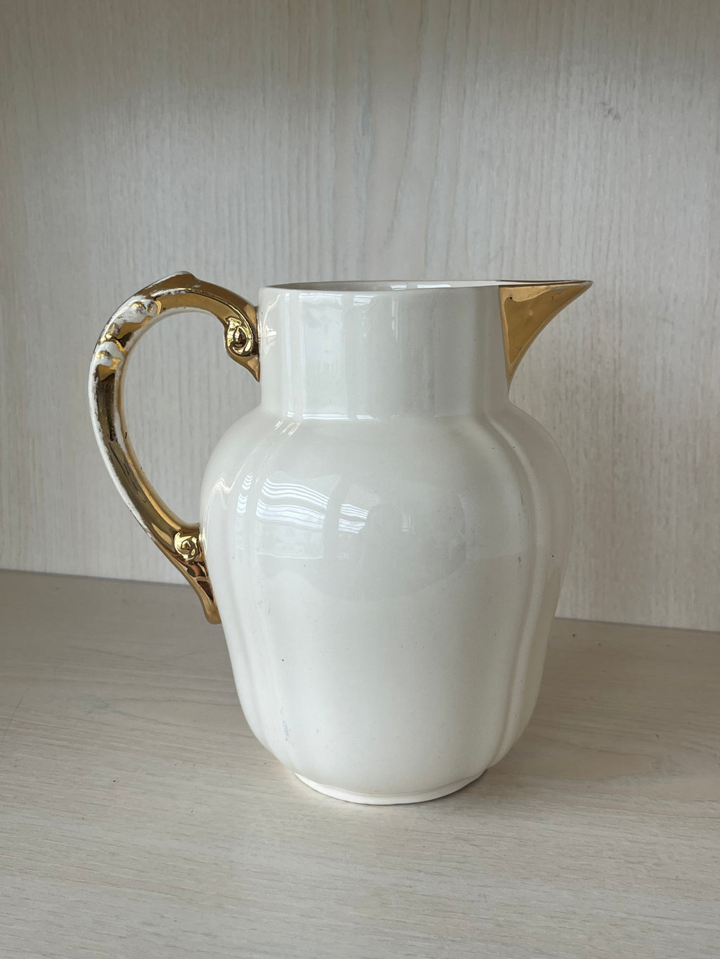 Villeroy & Boch Creamer Economic Deco Weiß Goldrand 18cm Frankreich Normalzustand
