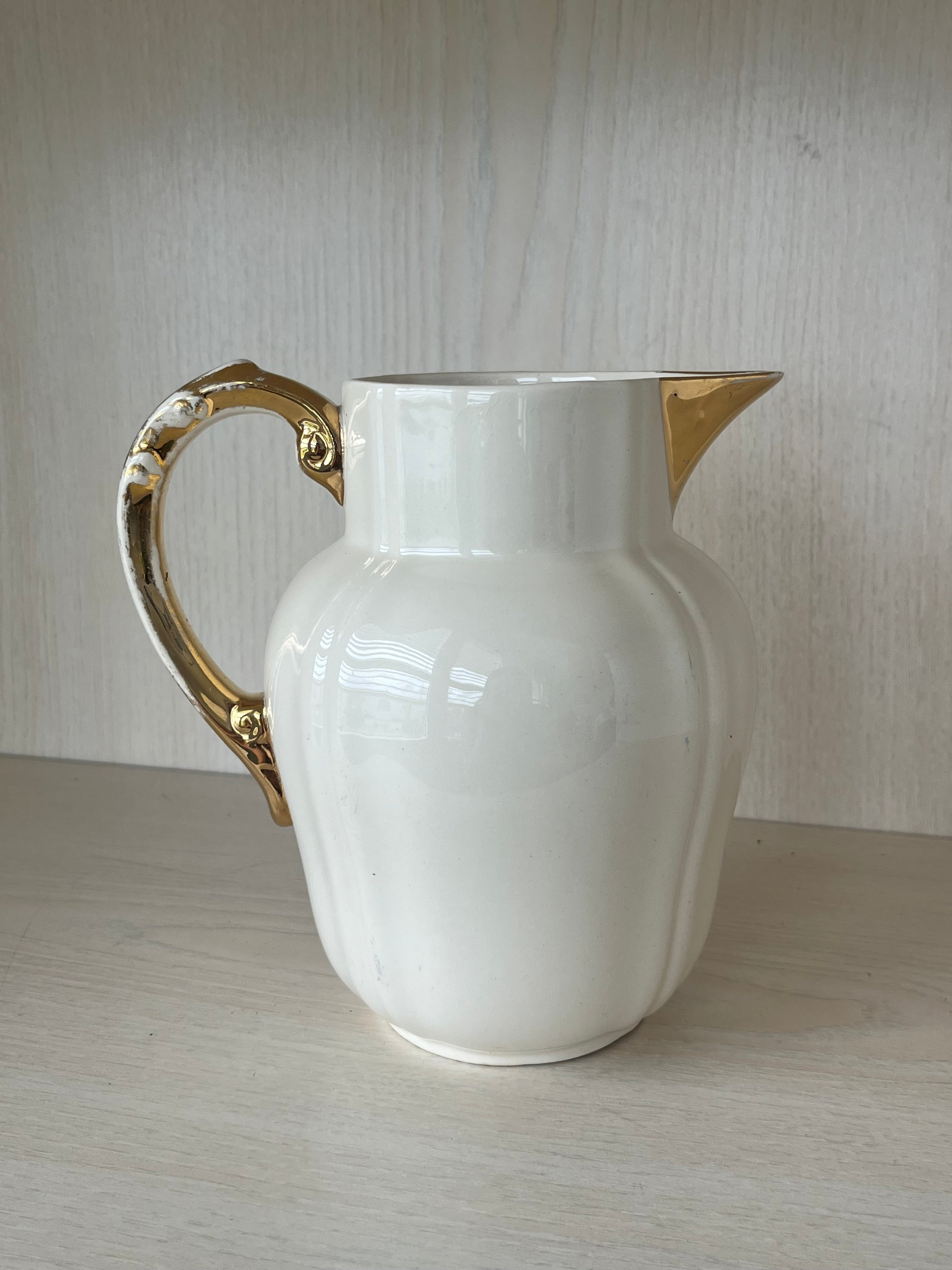 Villeroy & Boch Creamer Economic Deco Weiß Goldrand 18cm Frankreich Normalzustand