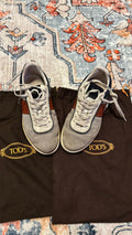 Tod’s Leder/Wildleder Sneaker Grau-Blau-Rot EU 41.5 mit Dustbags, Zustand: Stark genutzt