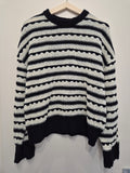 Jake's Striped Knit Pullover S Schwarz/Weiß 90% Baumwolle Zustand Gut