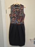 Etro Jacquard Kleid, Wolle-Seide, IT 40, Blumenmuster/Schwarz, Sehr gut