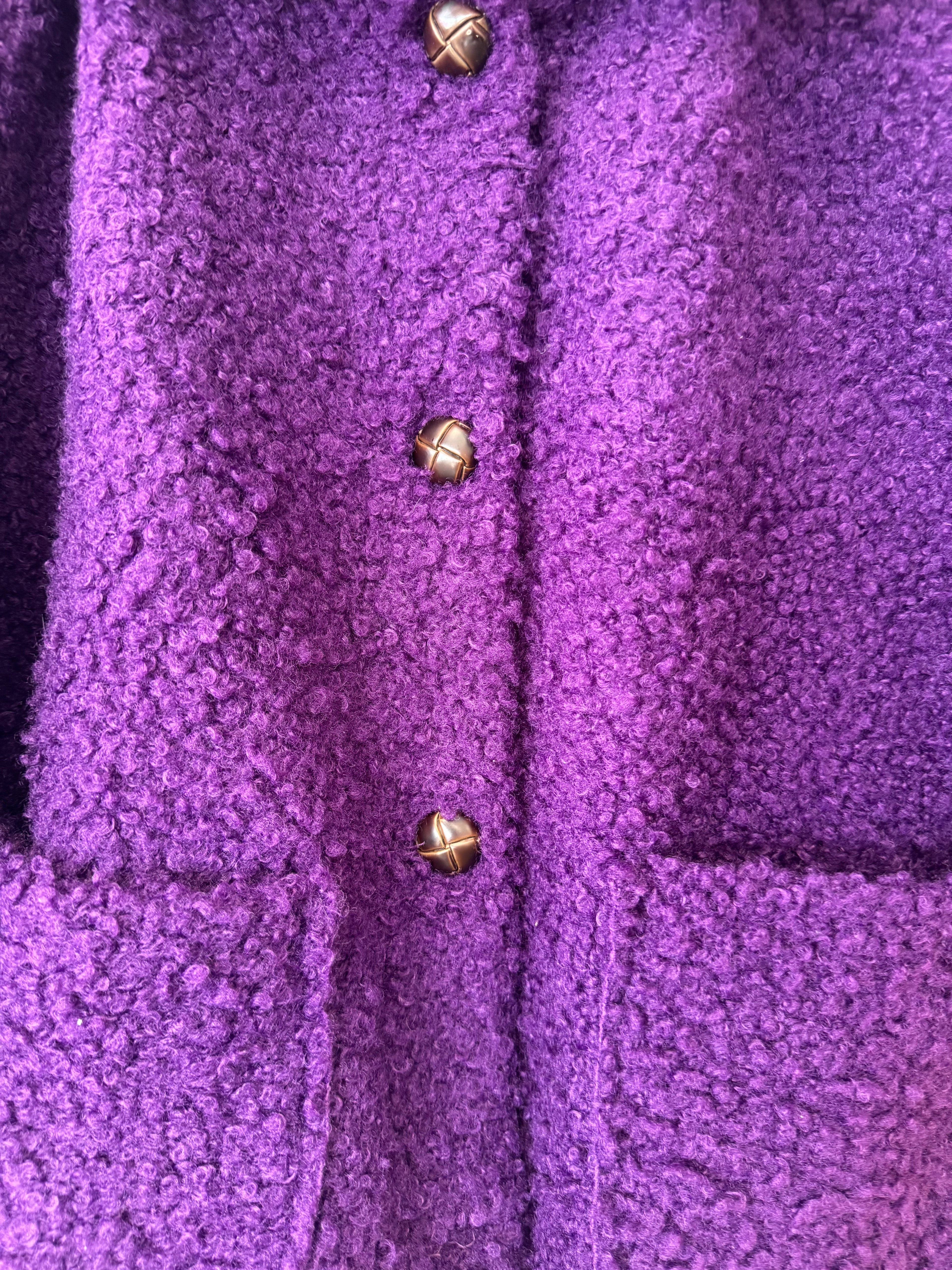Purple Bouclé Overcoat by Zeta Otto Studio, Size M, Like New