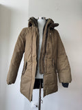 Mango Casual Parka Women’s M Khaki-Brown Faux Fur Hood Normal Use