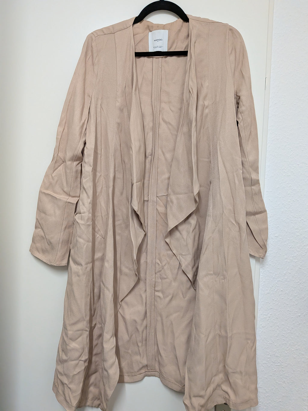 Mango Suit Waterfall Trench/Duster Coat, Beige, Size M, Normal Use