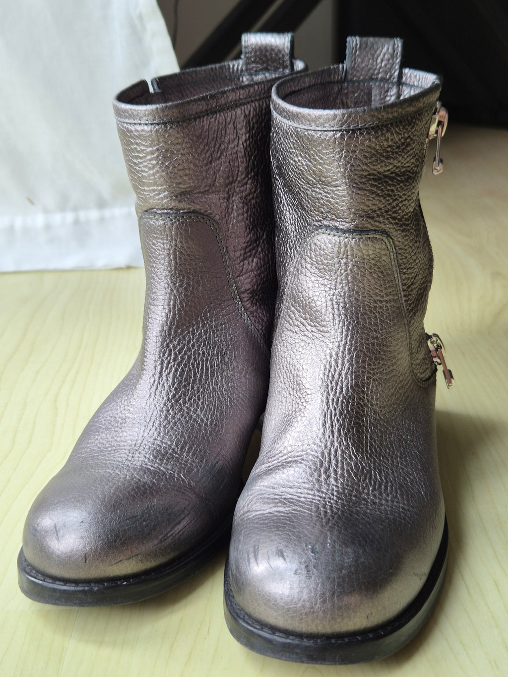 Jimmy Choo 'Youth' Biker Boots Size 37 Gunmetal Leather, Normal Use