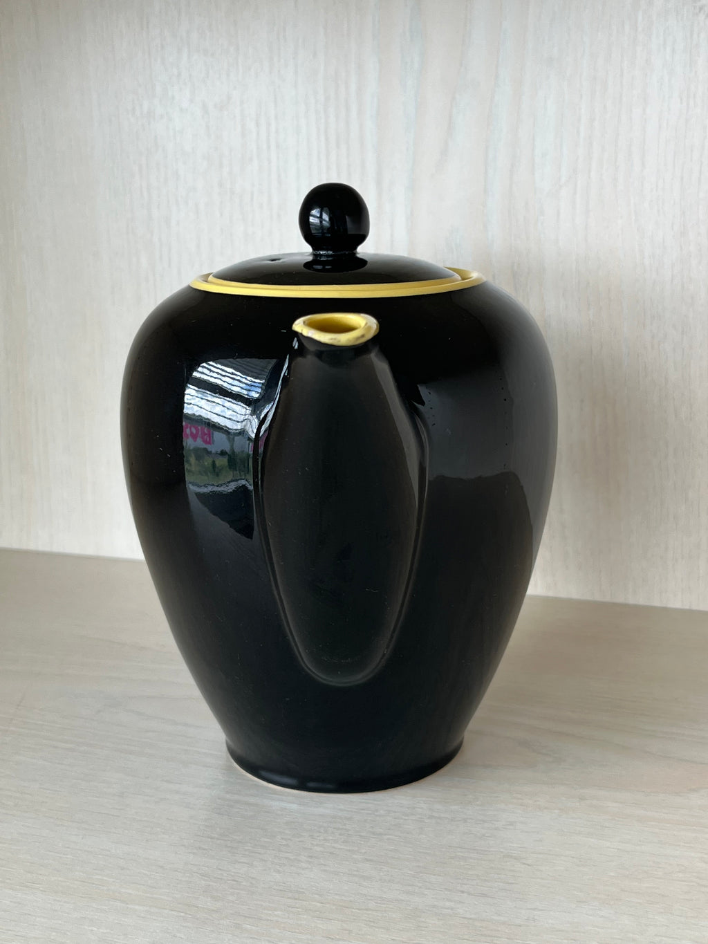 Rare Villeroy & Boch “Biarritz” Teapot | Black/Yellow | 18cm | Good Condition