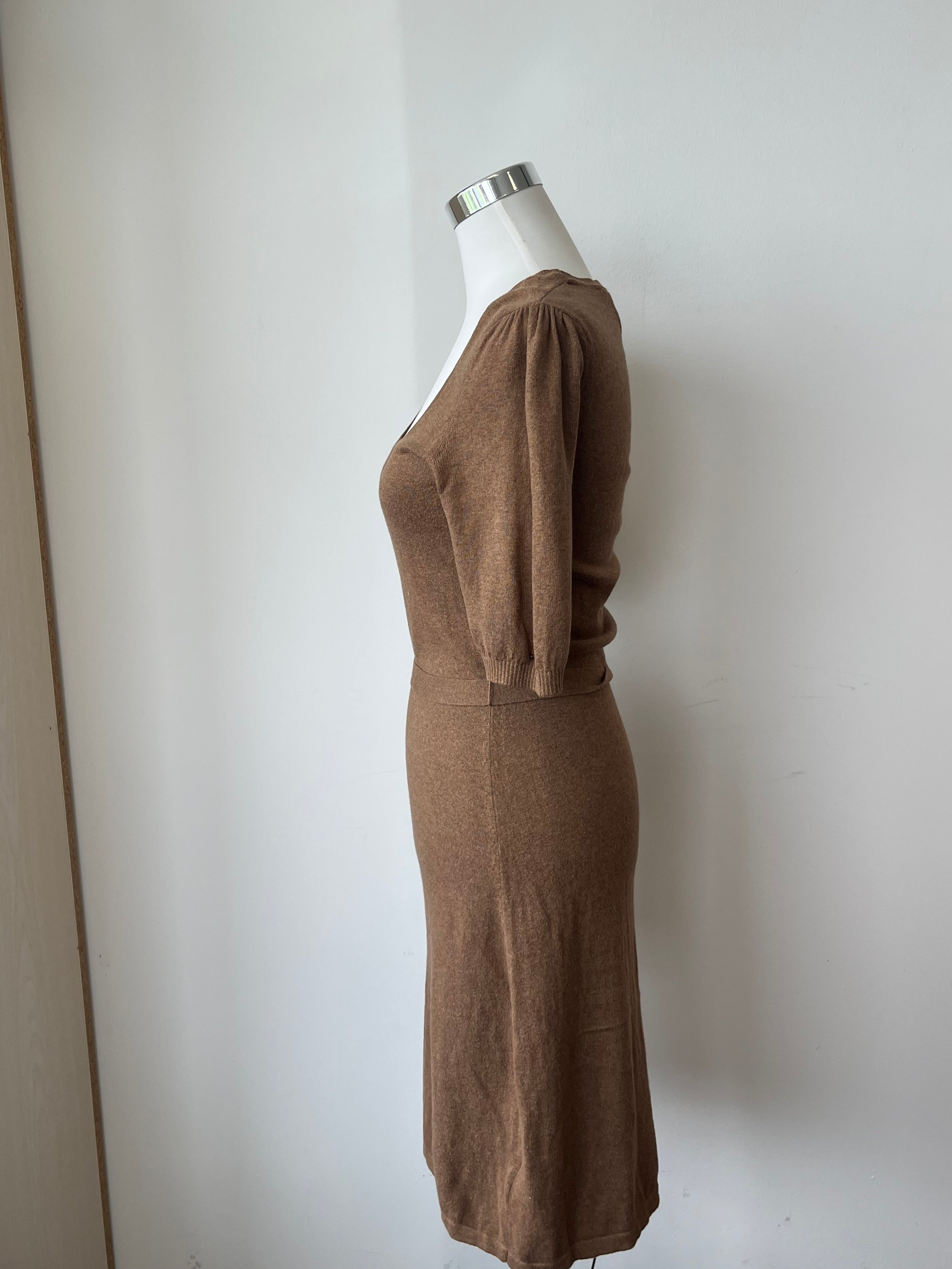 Tommy Hilfiger Strickkleid, Baumwolle-Kaschmir, Gr. M, Braun, Sehr gut