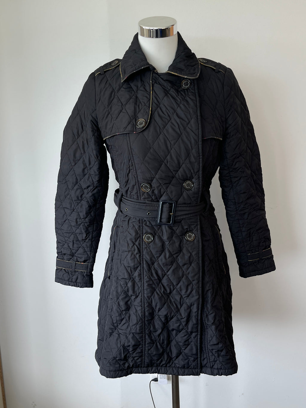Barbour Damen Steppmantel EU 36 Navy Blau Gürtel Guter Zustand