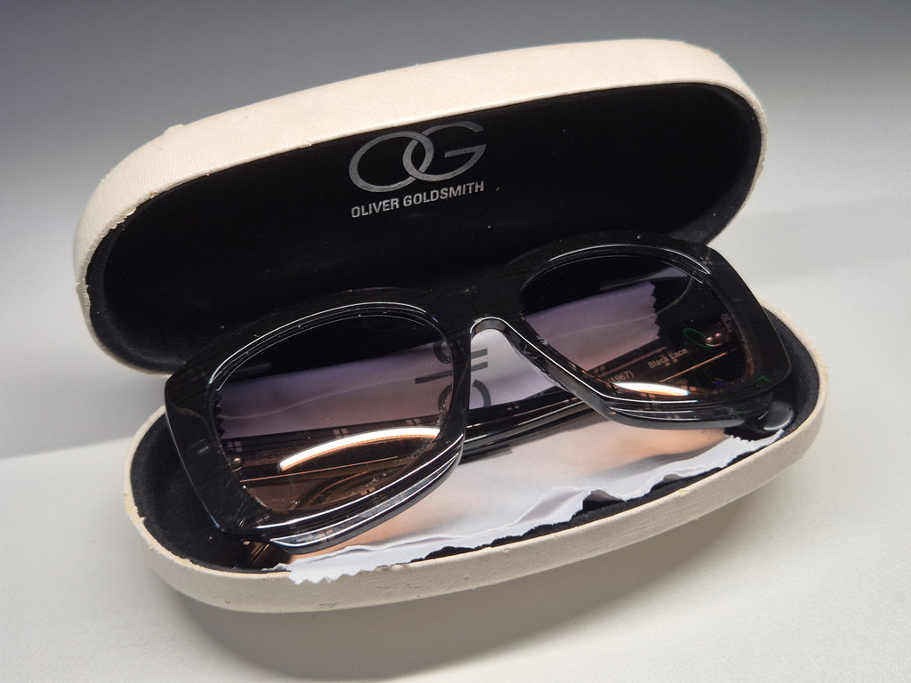 Oliver Goldsmith Oversized Square Sonnenbrille – Leopard Acetat, Gr. 57x18 145, gut