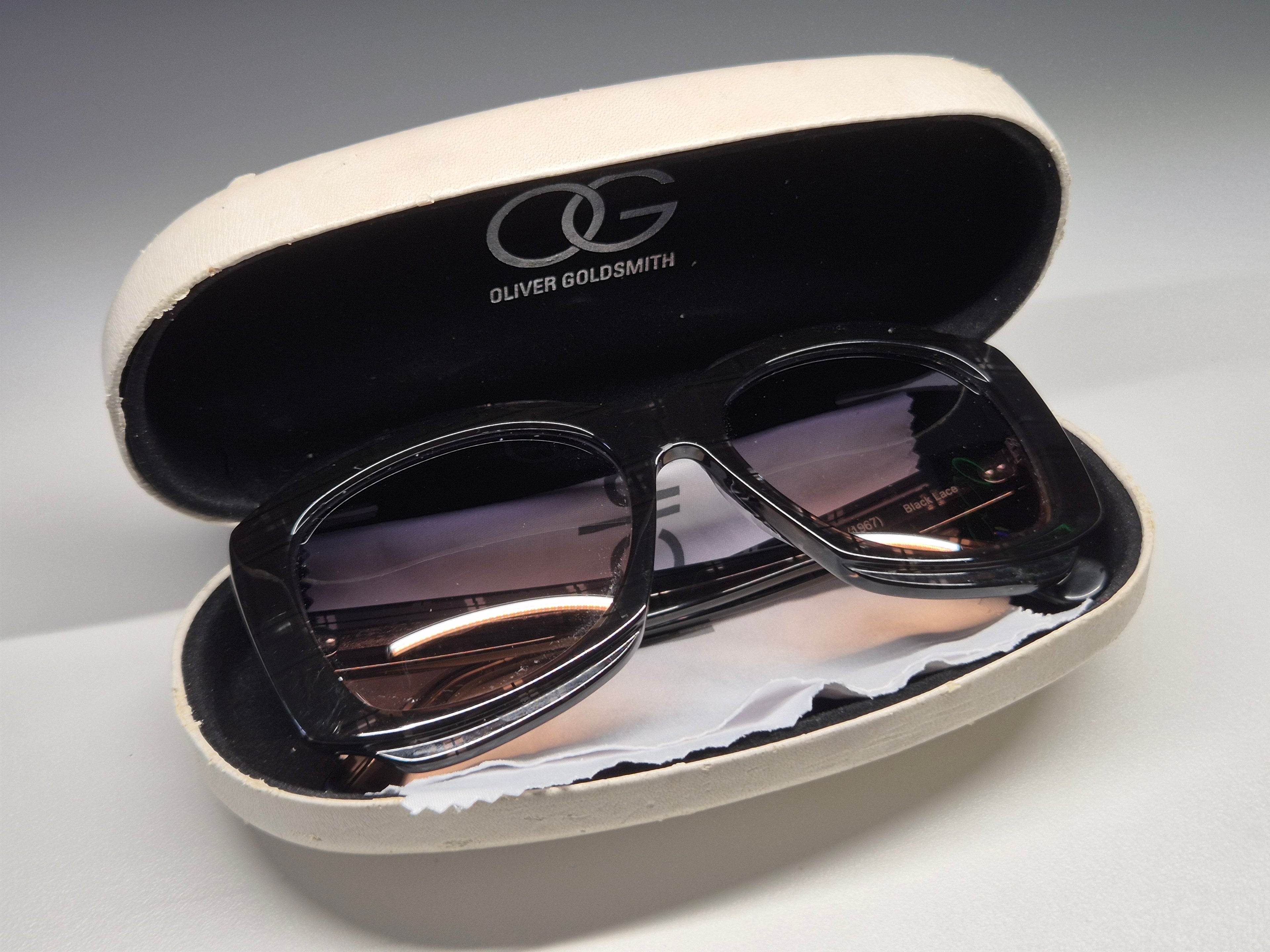 Oliver Goldsmith Oversized Square Sonnenbrille – Leopard Acetat, Gr. 57x18 145, gut