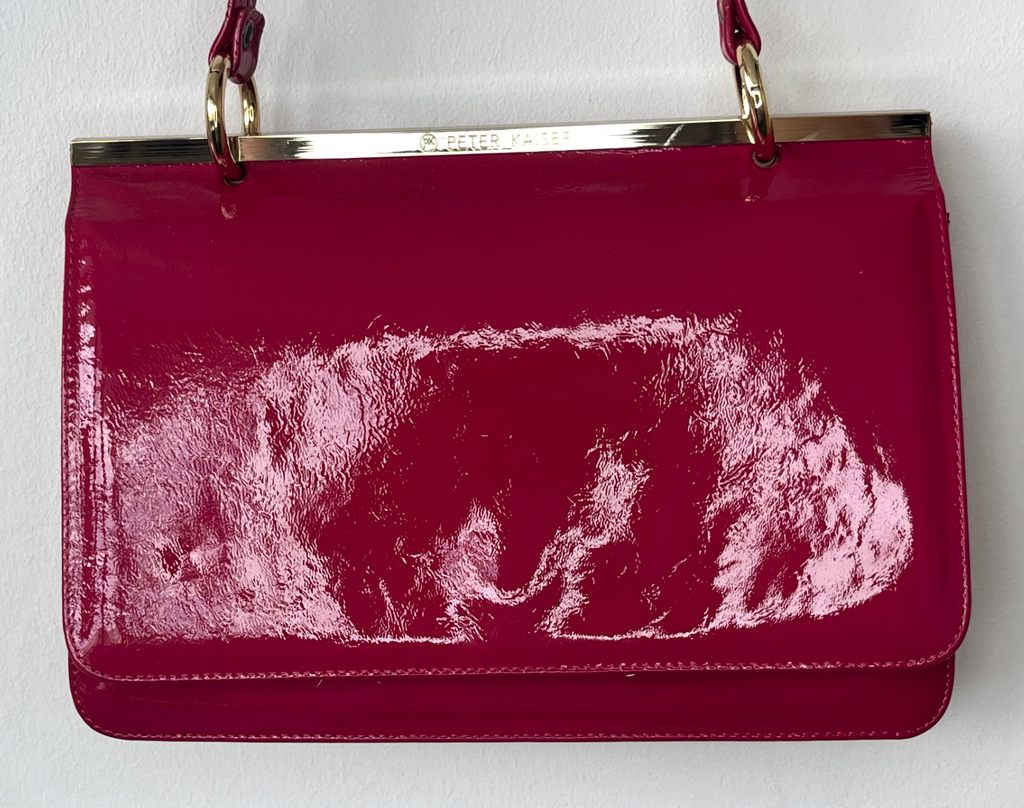 Peter Kaiser Magenta Lackleder Schulter-/Clutch-Tasche – Sehr guter Zustand