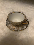 Kahla Porcelain Tea Cup & Saucer, White with Gold, Very Good Condition