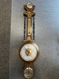 Vintage Banjo Wall Clock & Weather Station, Large, Brown/Gold, Very Good
