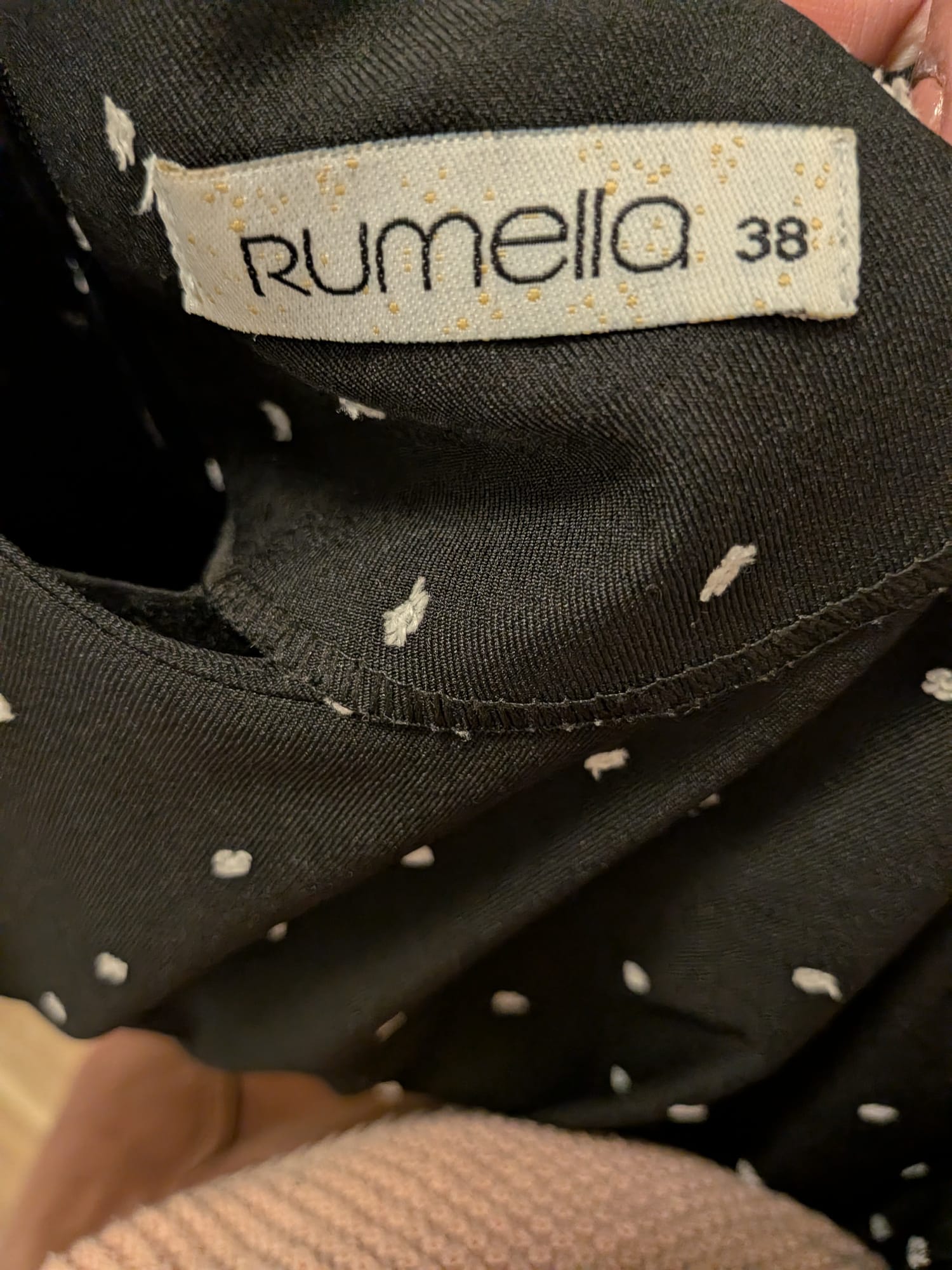 Rumelia Black Polka Dot Midi Dress, Size 38, Very Good Condition