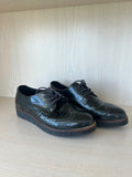 Sacha Essentials women’s black patent leather Oxford brogues EU 39