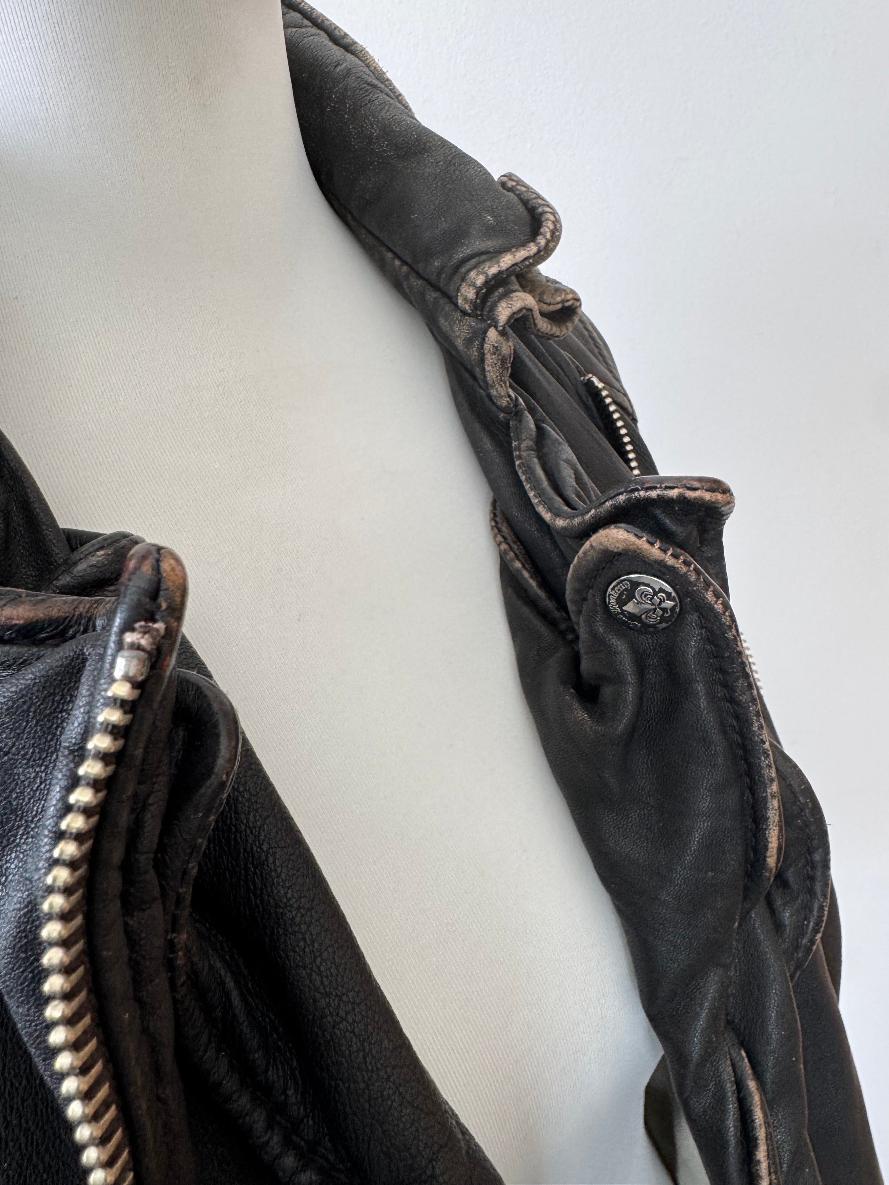 Blue Monkey Damen Biker Lederjacke M Schwarz Echtleder Gebraucht