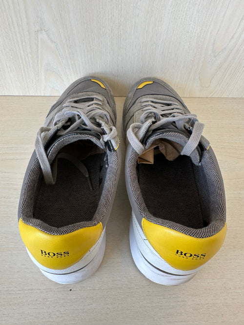 BOSS Icelin_Runn Sneaker – Grau/Gelb, Gr. 44, Guter Zustand