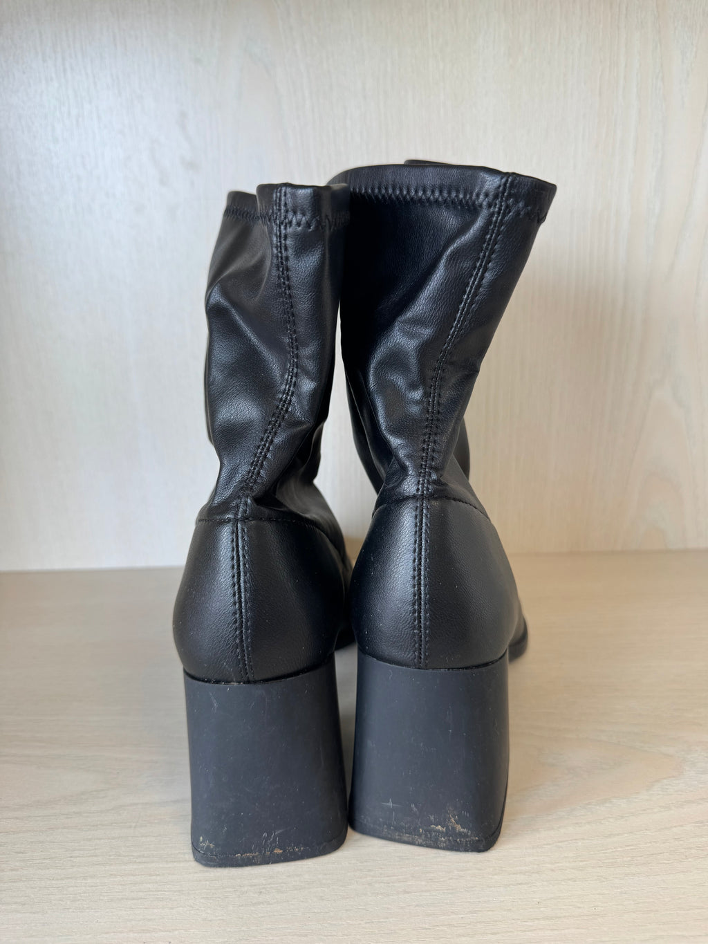 Stradivarius Black Front-Zip Ankle Boots, EU 38, Very Good Condition
