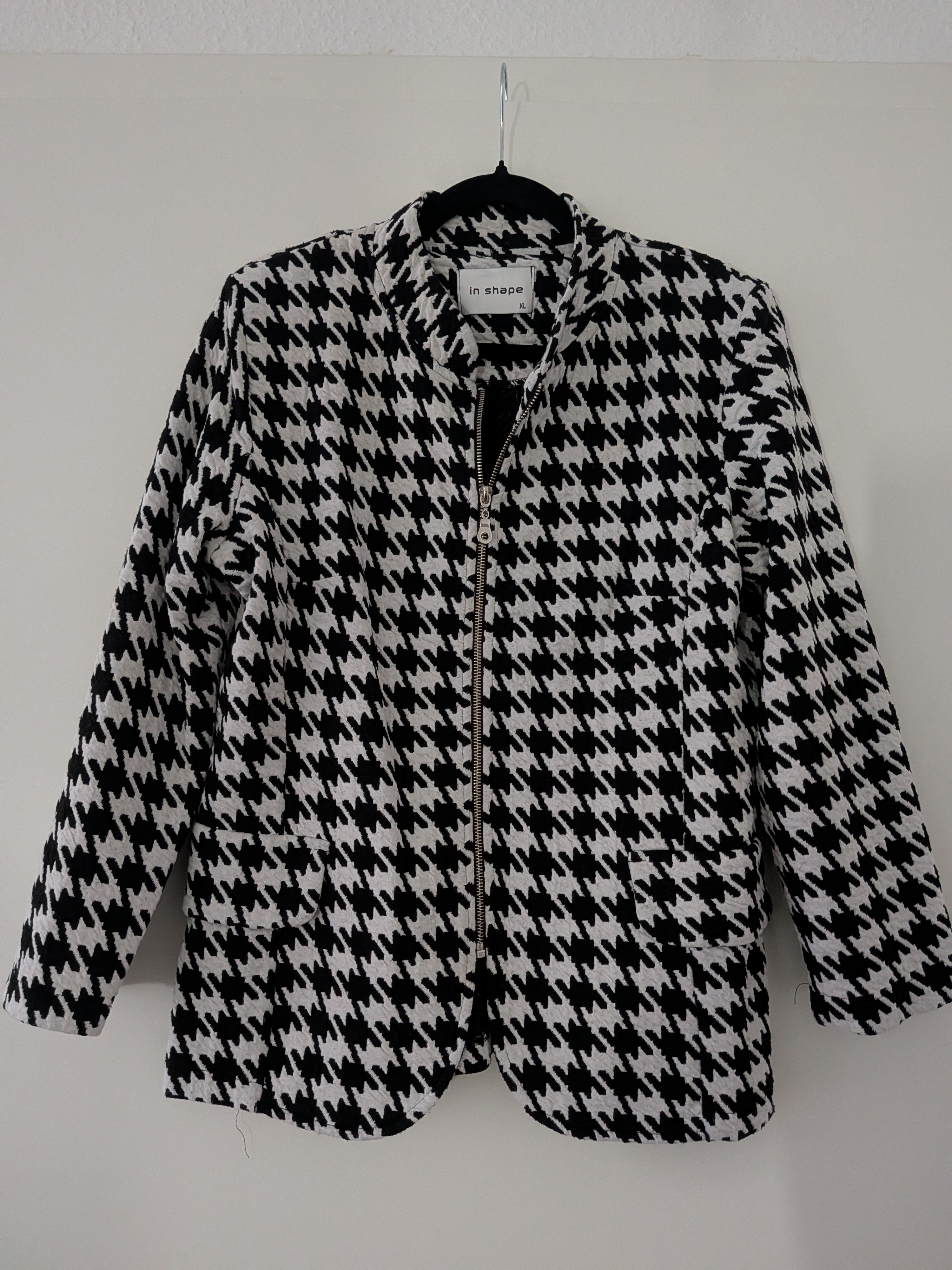 Leichter Hahnentritt-Jersey-Blazer von In Shape, XL, Schwarz-Weiß, sehr gut