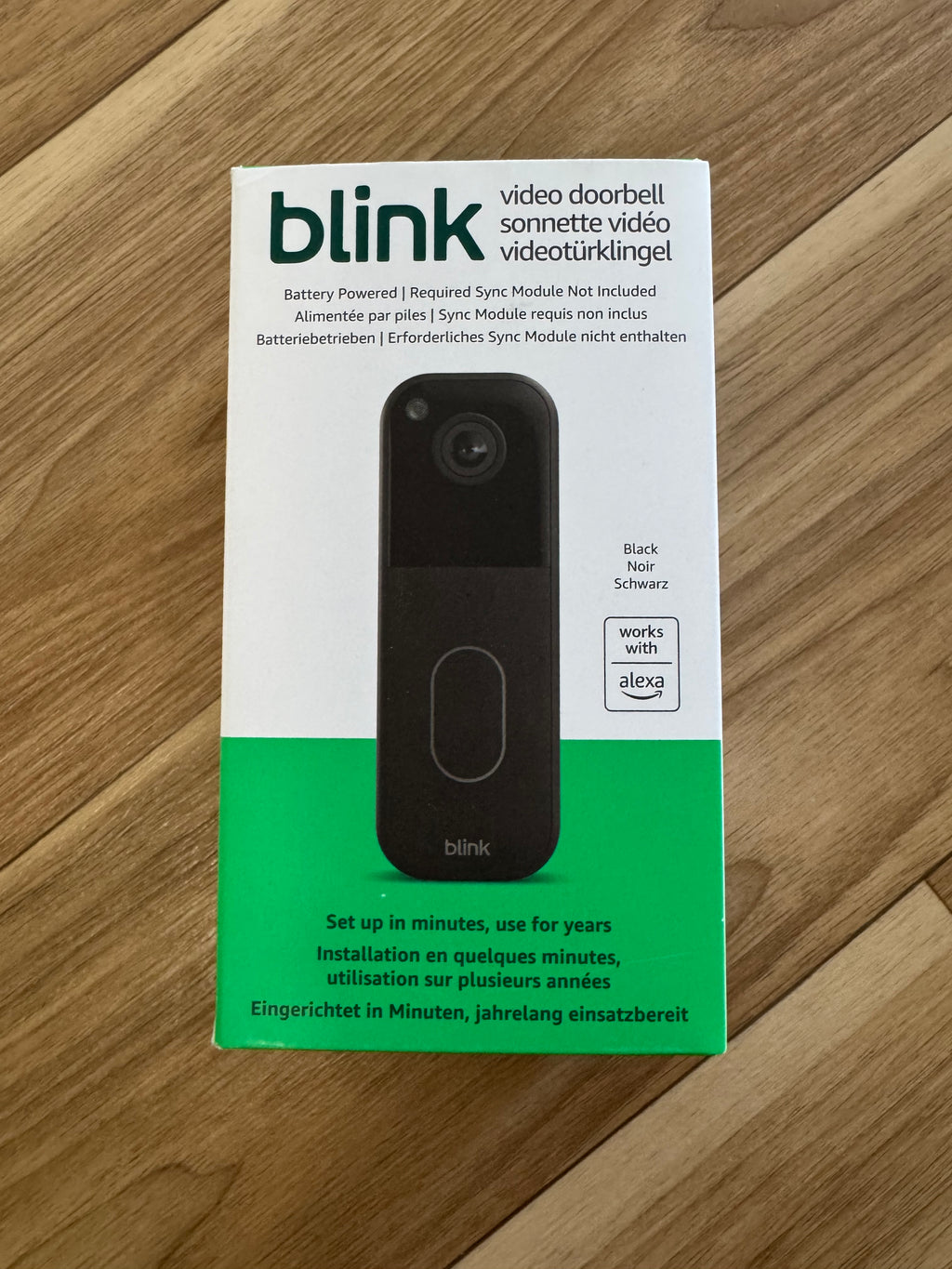 Blink Video Doorbell – Schwarz, Neu & Versiegelt – kompatibel mit Alexa