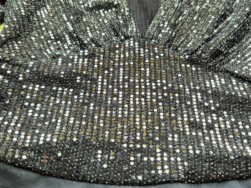 Pull&Bear Sequin Long Sleeve Bodysuit | XS | Black | Very Good