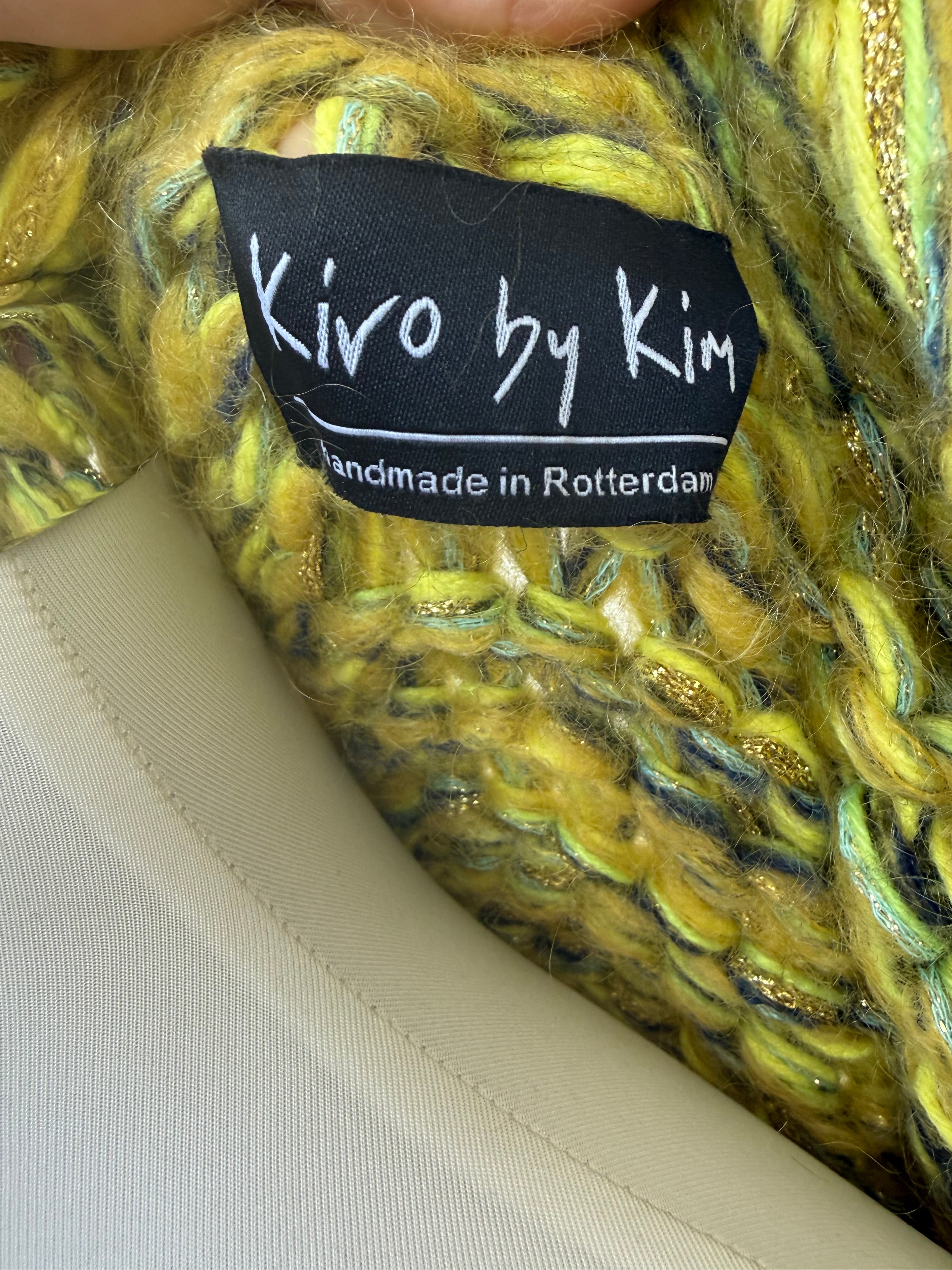 Kiro by Kim Hand-Knitted Cardigan, Mohair Blend, Chartreuse, L-XL, Very Good