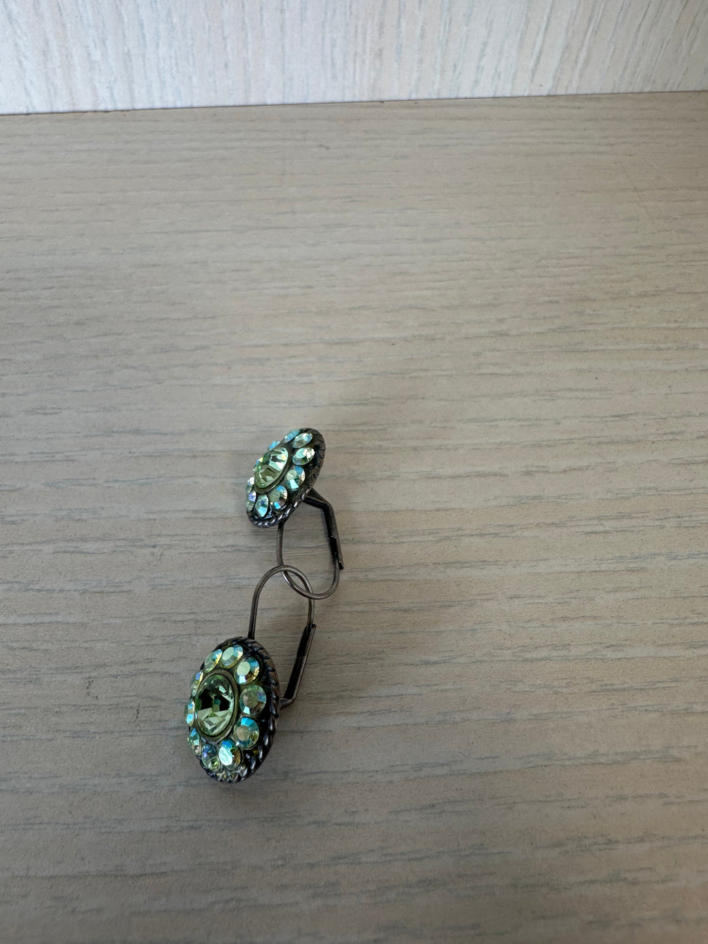 Vintage Rondelle Blossom Ohrringe, 2cm, Messing, Swarovski Kristalle, Sehr Gut