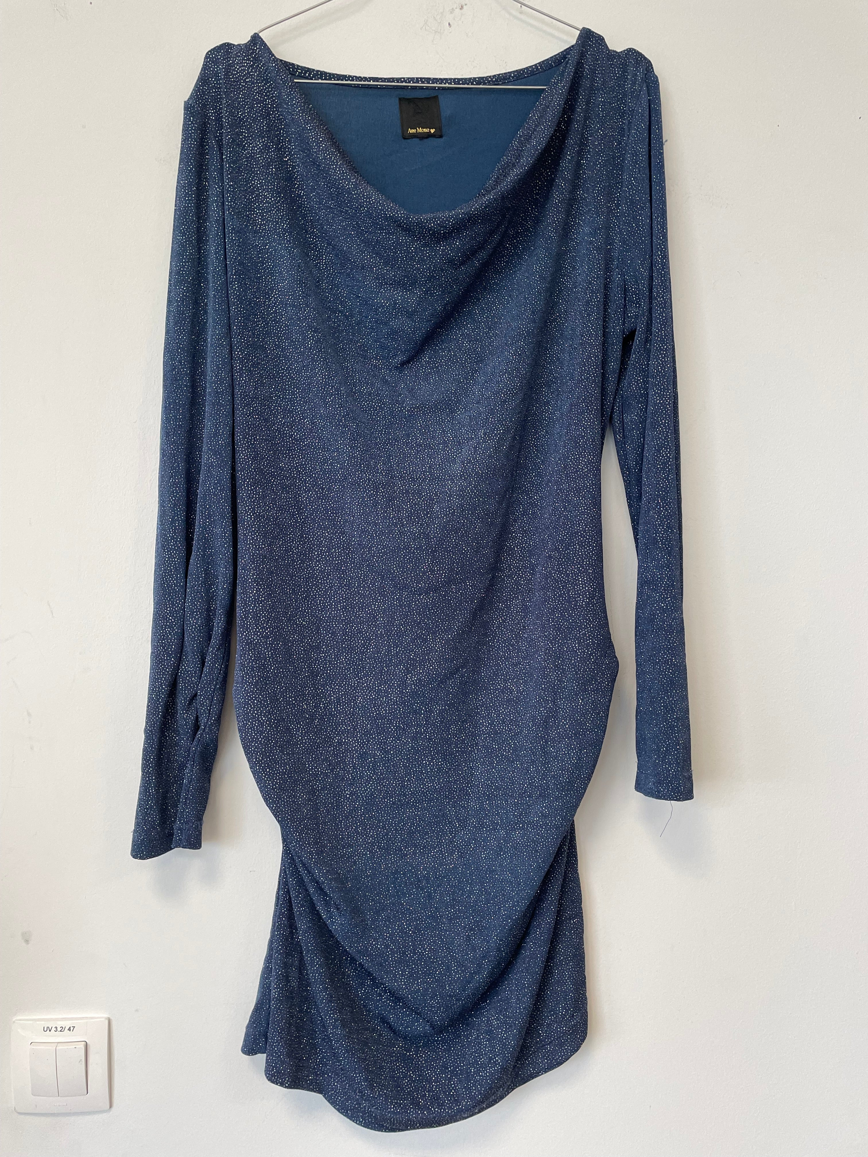 Ane Mone Kleid Navy Glitter, Größe M, Wie Neu