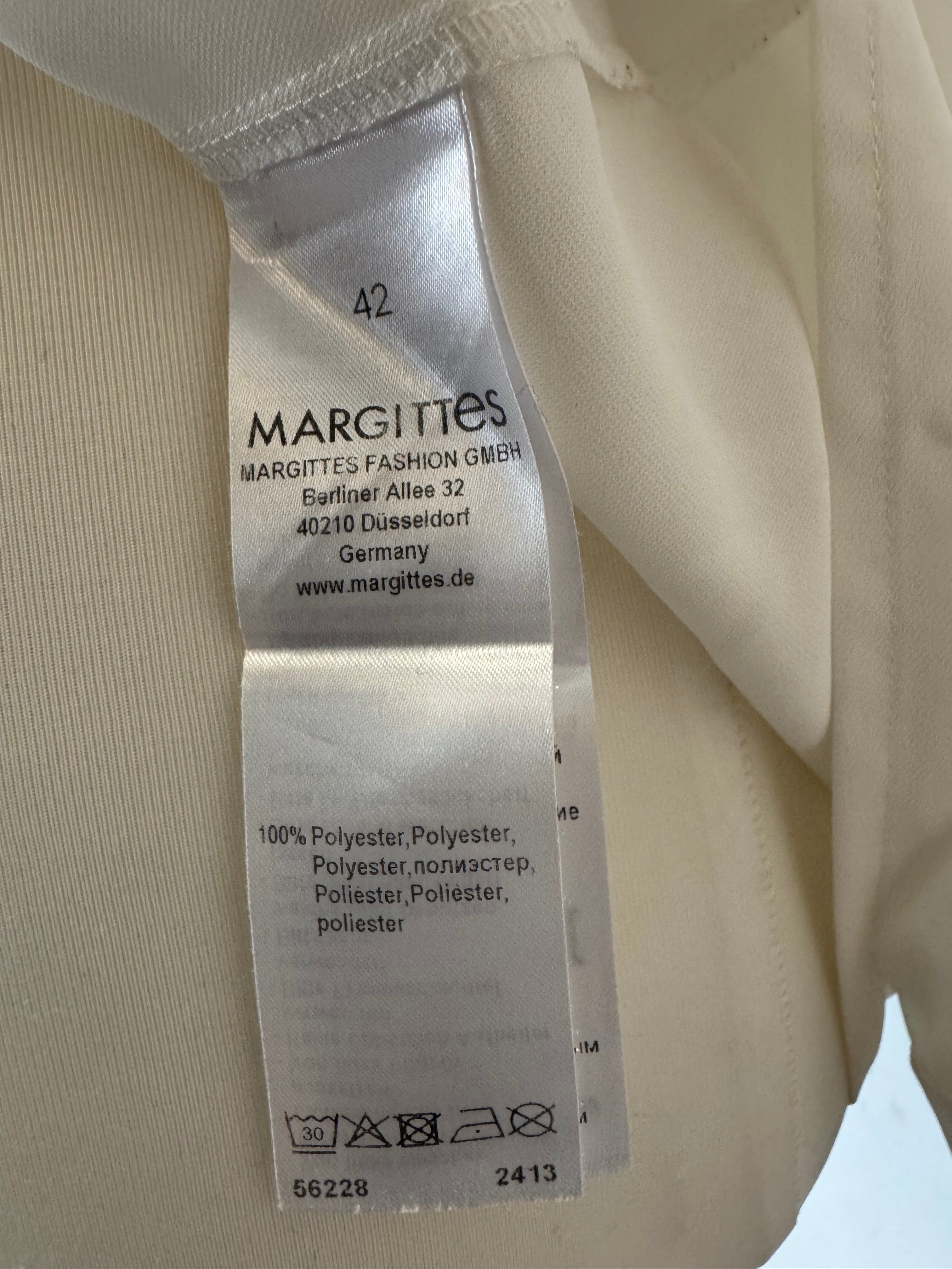 Margittes Classic Blouse – White, Size 42, 100% Polyester, Very Good Condition