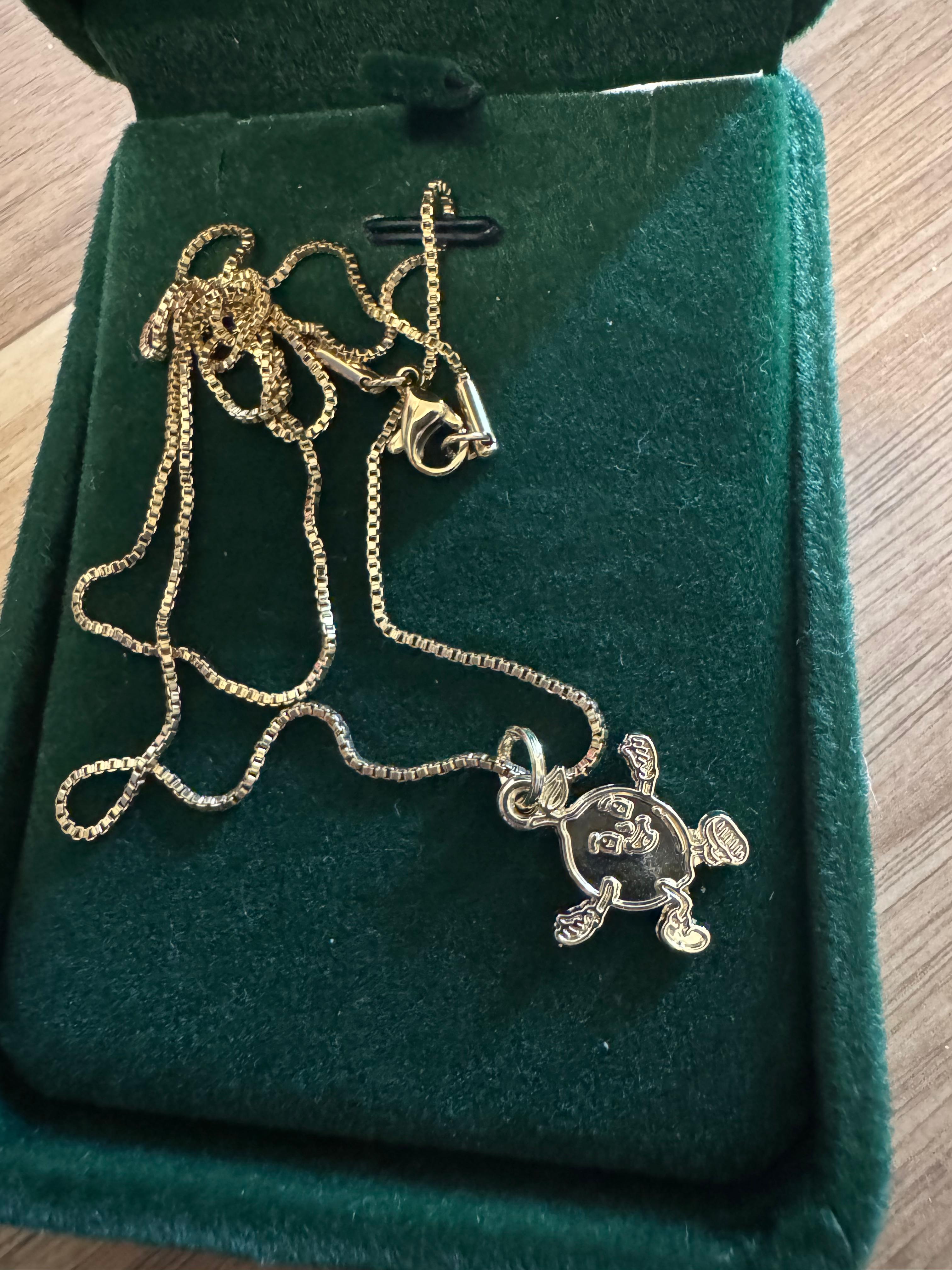 Bram’s Fruit Turtle Pendant Necklace, 18K Gold, Like New, with Case